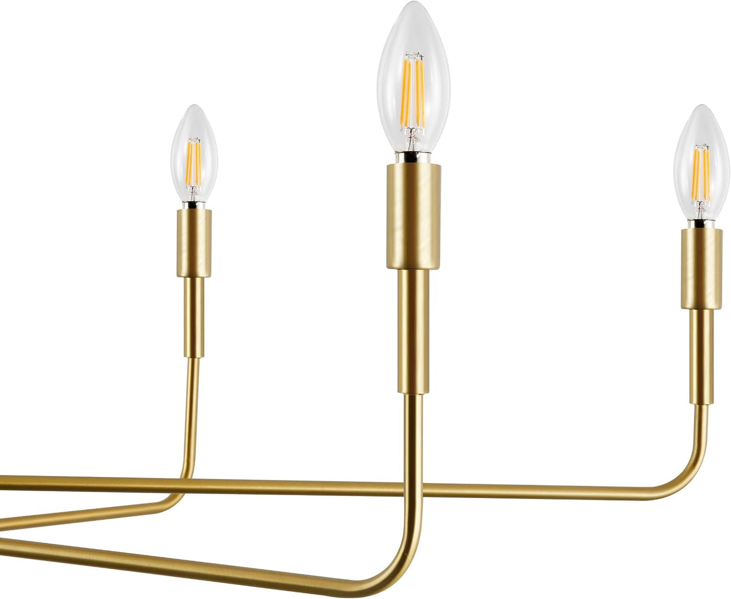 Light Society Bella 8-Light Candelabra Chandelier, Brushed Brass Finish, Contemporary Mid Century Modern Style Lighting Fixture