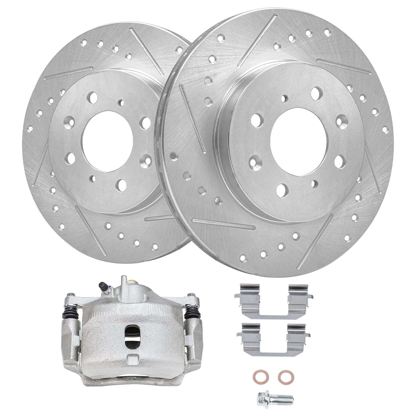 Detroit Axle - Front Brake Kit for Chevy GMC Silverado Sierra 2500HD 3500, Avalanche 2500, Sierra 3500HD, Express Savana 3500 4500 Drilled Disc Brakes Rotors Ceramic Brake Pads Replacement:12.8" inch