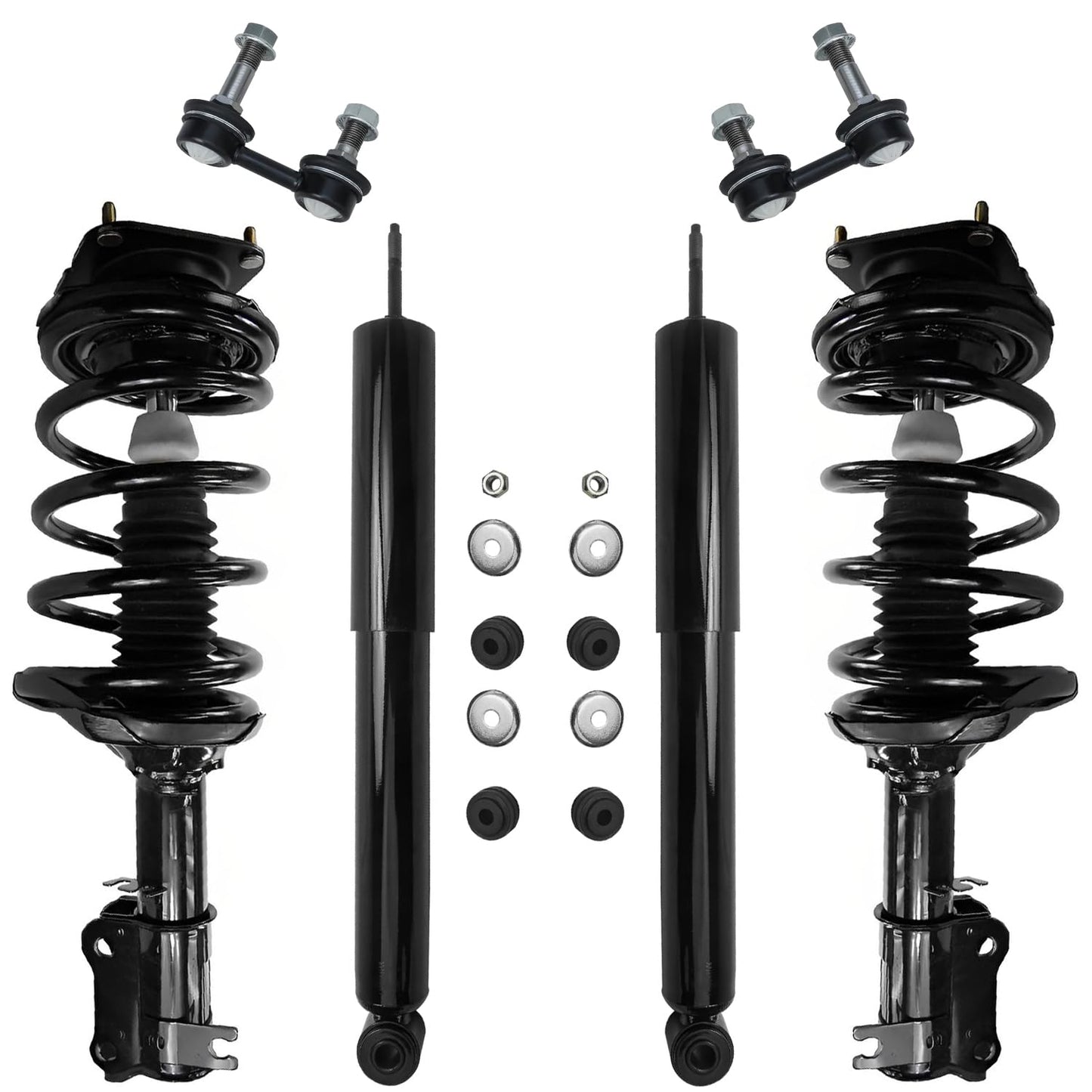 Detroit Axle - 6pc Struts Shocks Kit for 2014-2018 Chevy Silverado 1500 GMC Sierra 1500, 2 Front Struts w/Coil Springs 2 Sway Bars 2 Rear Shock Absorbers 2015 2016 2017 Replacement Suspension