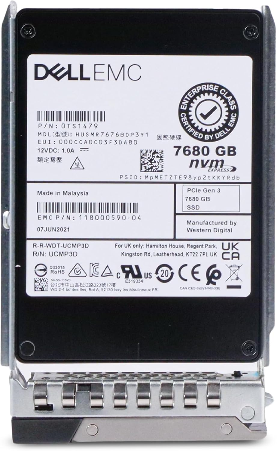 Dell 7.68TB 1 DWPD PCIe Gen 3.0 x4 4GB/s MLC U.2 NVMe 2.5in Read Intensive Enterprise SSD for R250 R350 R450 R550 R650 R340 R440 R640 R6415 R260 118000590-04 G16 (Renewed)