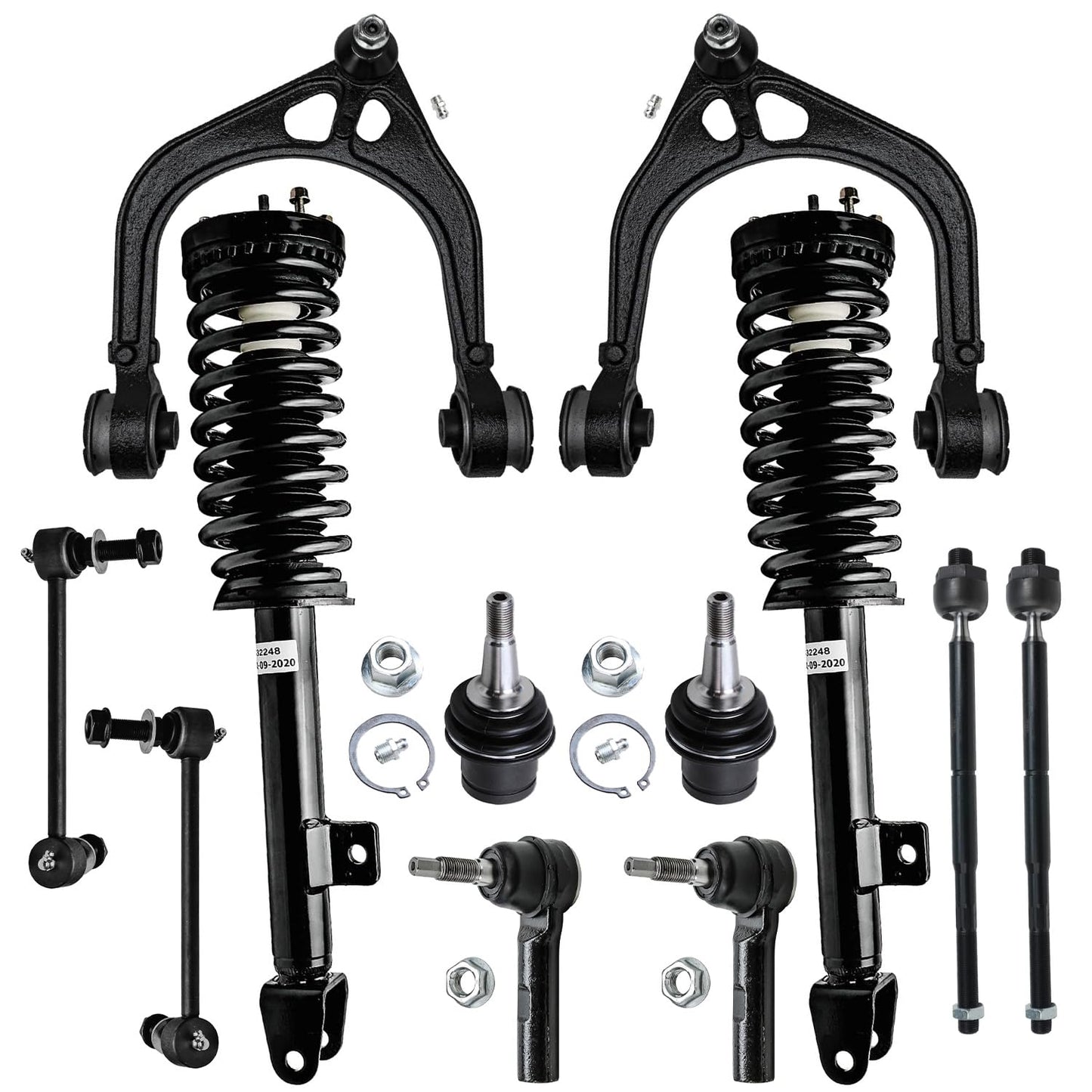 Detroit Axle - 12pc Front End Kit for 07-13 Chevy Silverado 1500 GMC Sierra | Suburban Yukon XL 1500 Tahoe Escalade ESV EXT, 2 Upper Control Arms 2 Sway Bars 4 Tie Rods 2 Lower Ball Joints 2 Boots
