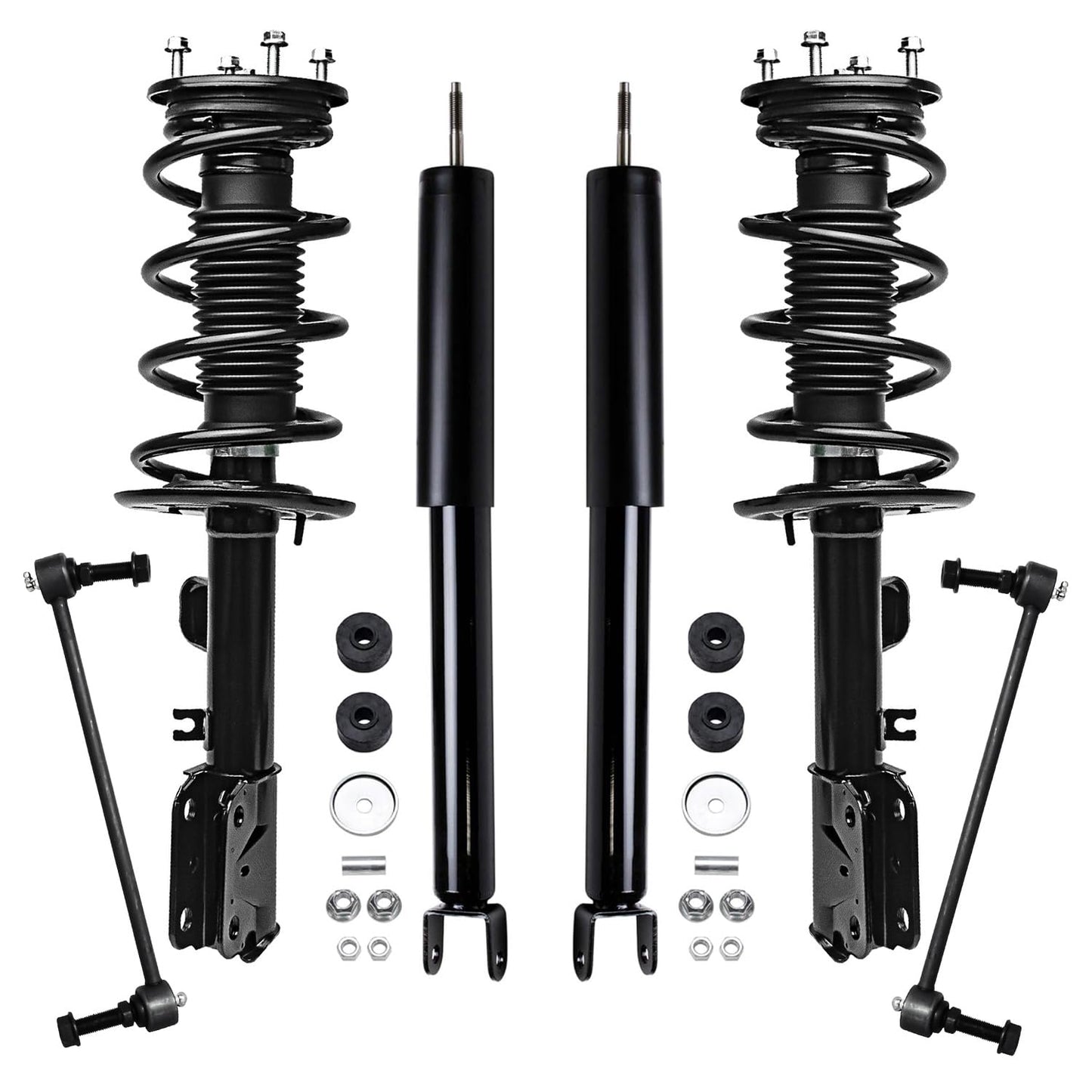 Detroit Axle - 6pc Struts Shocks Kit for 2014-2018 Chevy Silverado 1500 GMC Sierra 1500, 2 Front Struts w/Coil Springs 2 Sway Bars 2 Rear Shock Absorbers 2015 2016 2017 Replacement Suspension