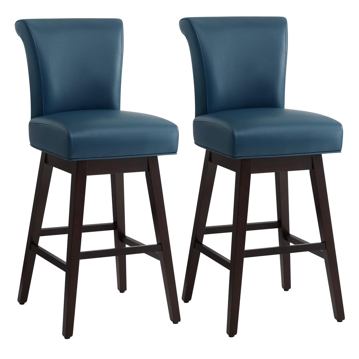 CHITA 30 Inch Counter Height Swivel Bar Stools Set of 2, FSC Certified Modern Upholstered Faux Leather Swivel Barstool Chairs with Back, Black