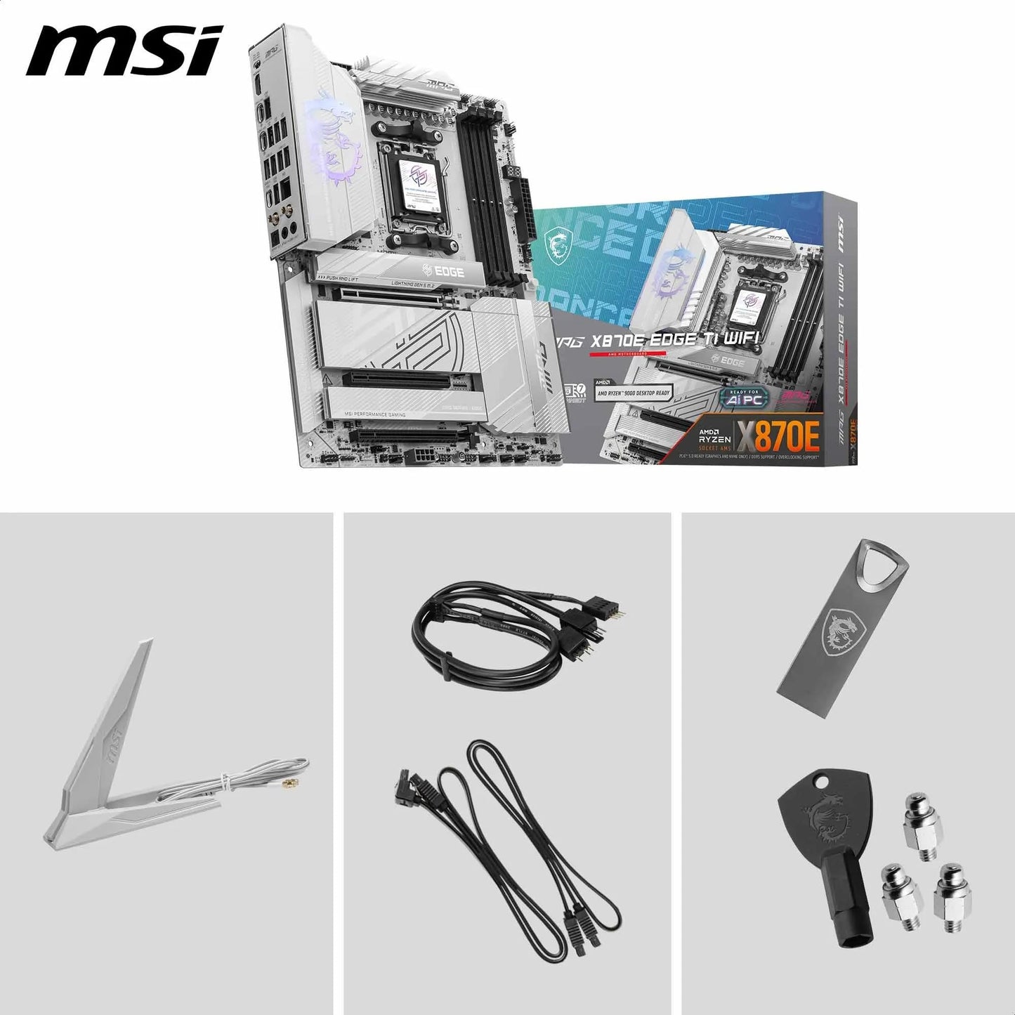 MSI MPG X870E Carbon WiFi Gaming Motherboard (AMD Ryzen 9000/8000/7000 Series Processors, AM5, DDR5, PCIe 5.0, M.2 Gen5, SATA 6Gb/s, USB 40Gbps, HDMI, Wi-Fi 7, Bluetooth 5.4, 5Gbps LAN, ATX)