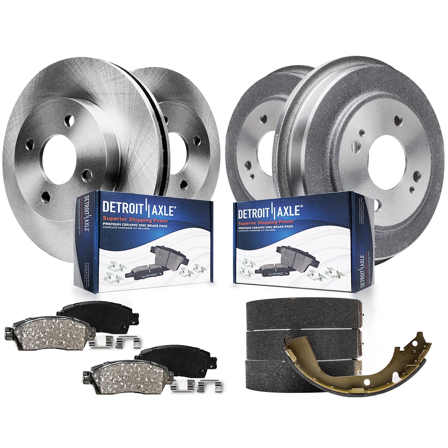 Detroit Axle - Brake Kit for Dodge Avenger Caliber Jeep Patriot Compass Chrysler 200 Sebring Replacement Disc Brake Rotors Ceramic Brakes Pads 5 Lugs: 11.57" inch Front and 10.31" inch Rear Rotors
