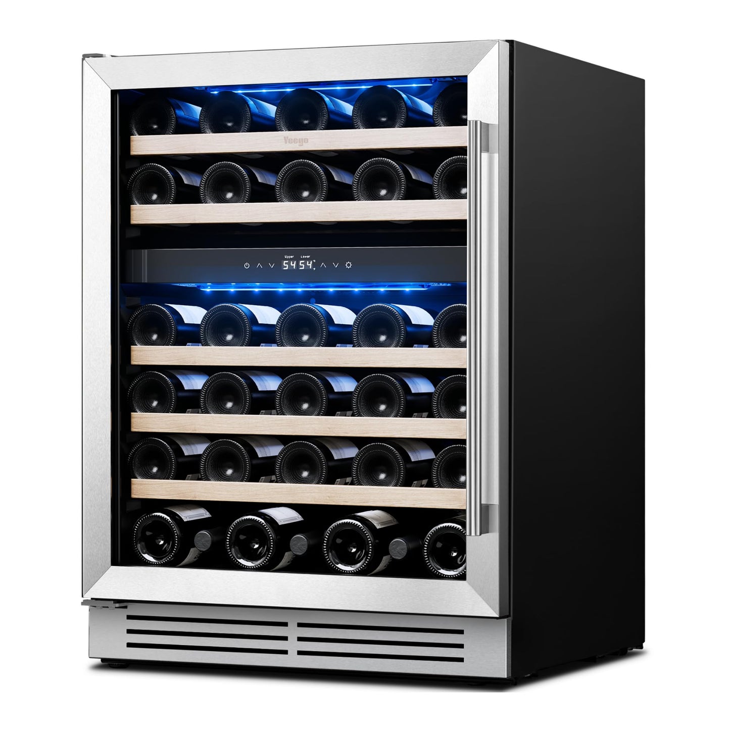 Yeego 24'' Wine Cooler Refrigerator - 52 Bottles Wine Fridge, 40-65°F Dual Zone Wine Refrigerator With Glass Door, Built-In/Freestanding/Under Counter, Adjustable Shelves Fridge for Home Bar Office