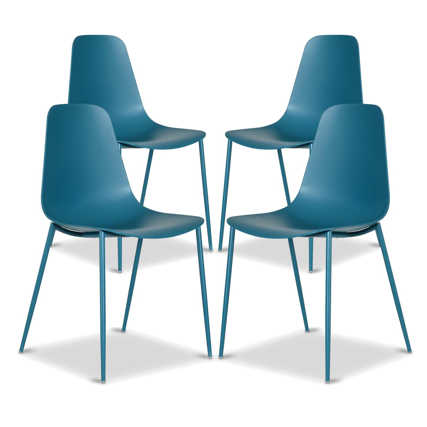 POLY & BARK Isla Modern Dining Chairs Set of 4 – Mid Century Modern Plastic Dining Chair with Metal Legs – Kitchen & Dining Room Chairs – Indoor/Outdoor – White
