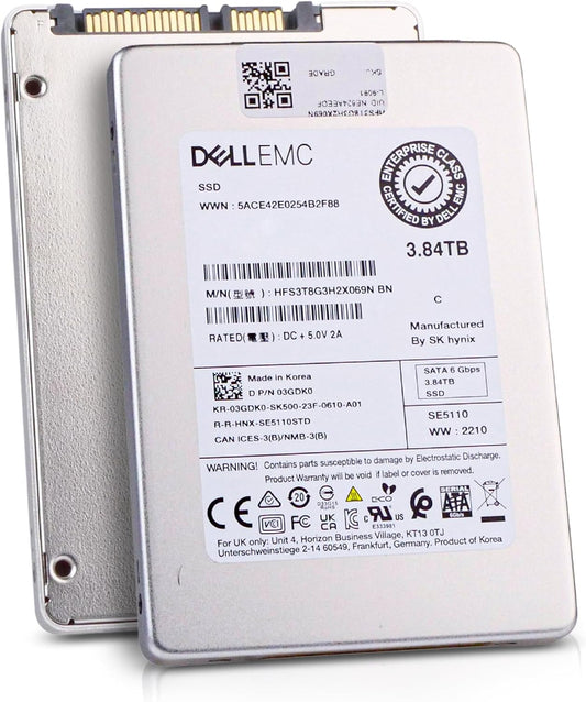 Dell/SK Hynix SE5110 HFS3T8G3H2X069N 3.84TB 1 DWPD SATA 6Gb/s 3D TLC 2.5in Read Intensive Enterprise Solid State Drive 03GDK0 (Renewed)