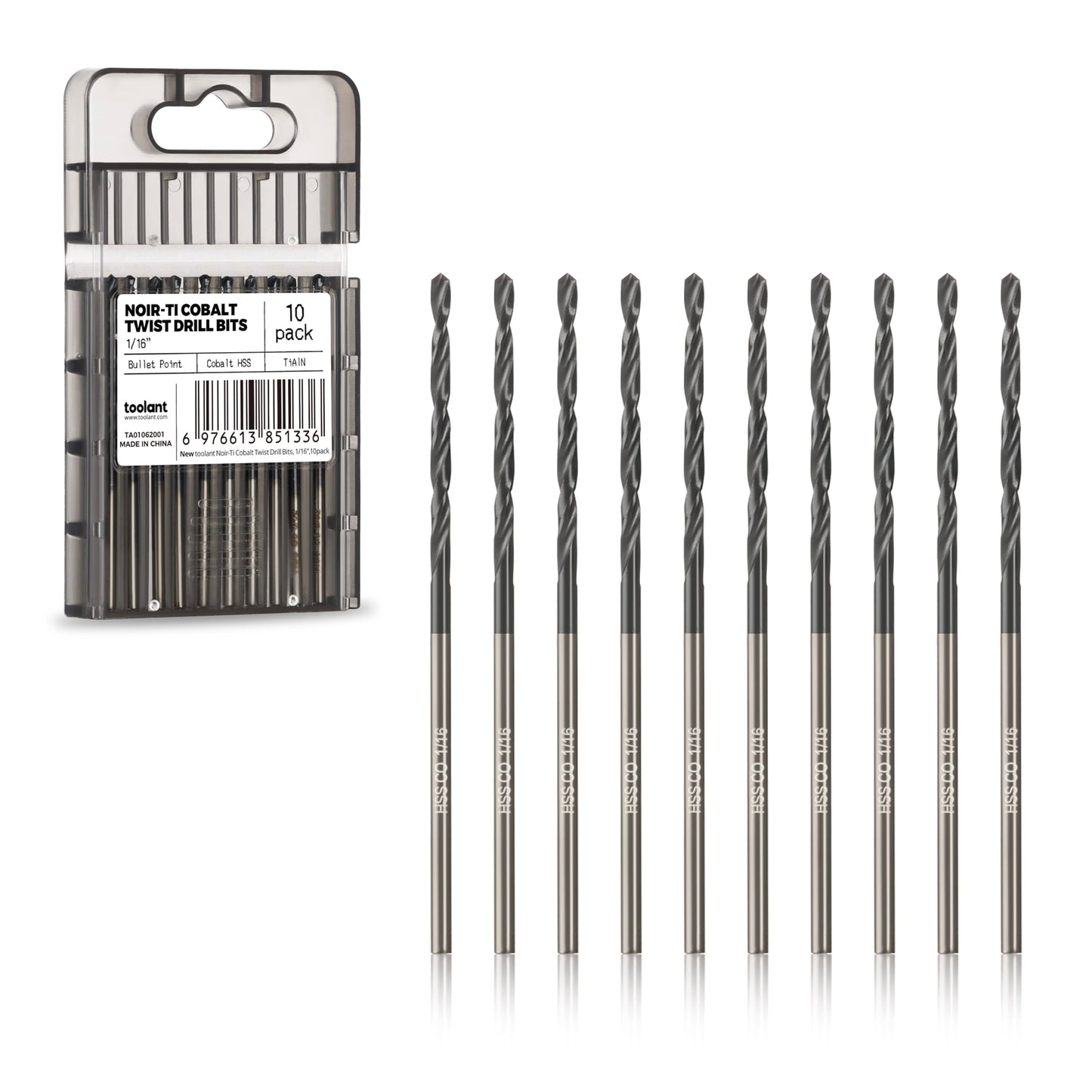 toolant 3/8" Cobalt Drill Bit Set(Pro) Titanium Aluminum Nitride Coated (TiAlN) with Bullet Point Tip, 5-Piece Bulk