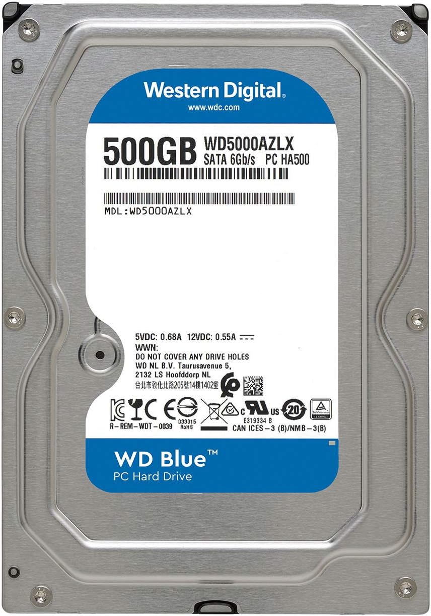 Western Digital Blue WD5000AZLX 500GB 7200 RPM 32MB Cache SATA 6.0Gb/s 3.5" Internal Hard Drive Bare Drive