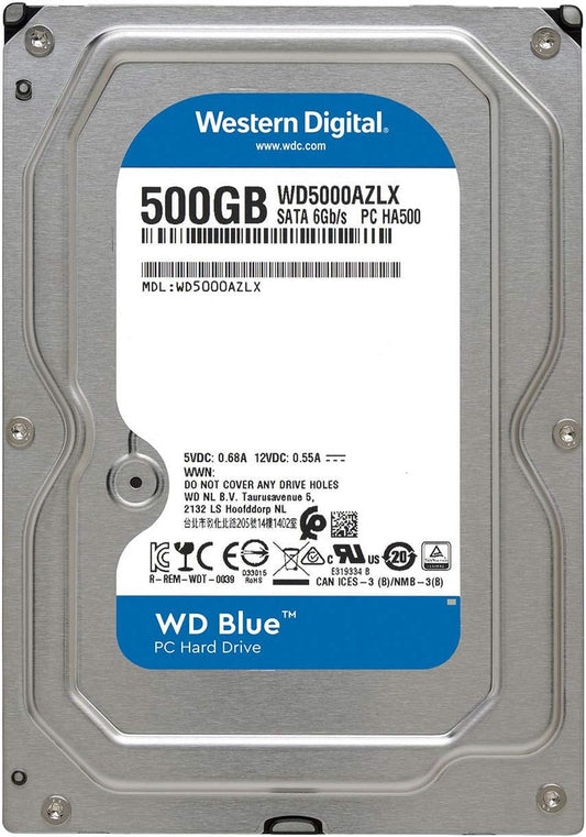 Western Digital Blue WD5000AZLX 500GB 7200 RPM 32MB Cache SATA 6.0Gb/s 3.5" Internal Hard Drive Bare Drive