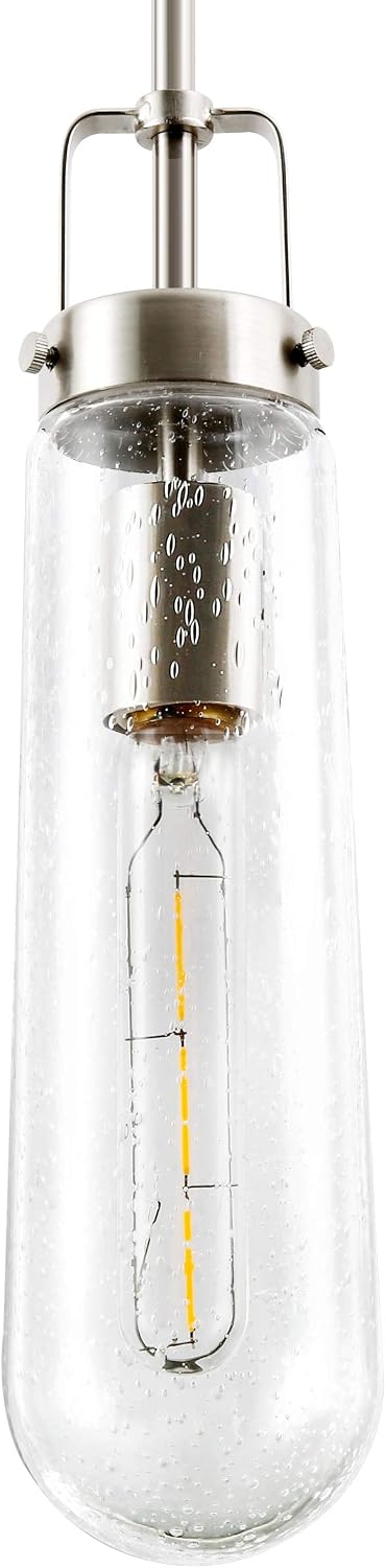 Light Society Tahoe Pendant Light, Seeded Glass with Satin Nickel Finish, Contemporary Mid Century Modern Style Lighting Fixture