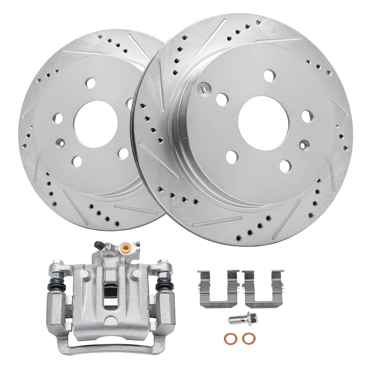 Detroit Axle - Front Brake Kit for Chevy Impala Malibu Equinox GMC Terrain Buick LaCrosse Regal Allure Saab 9-5 Drilled Slotted Disc Brake Rotors Ceramic Brakes Pads Replacement : 12.64'' inch Rotor