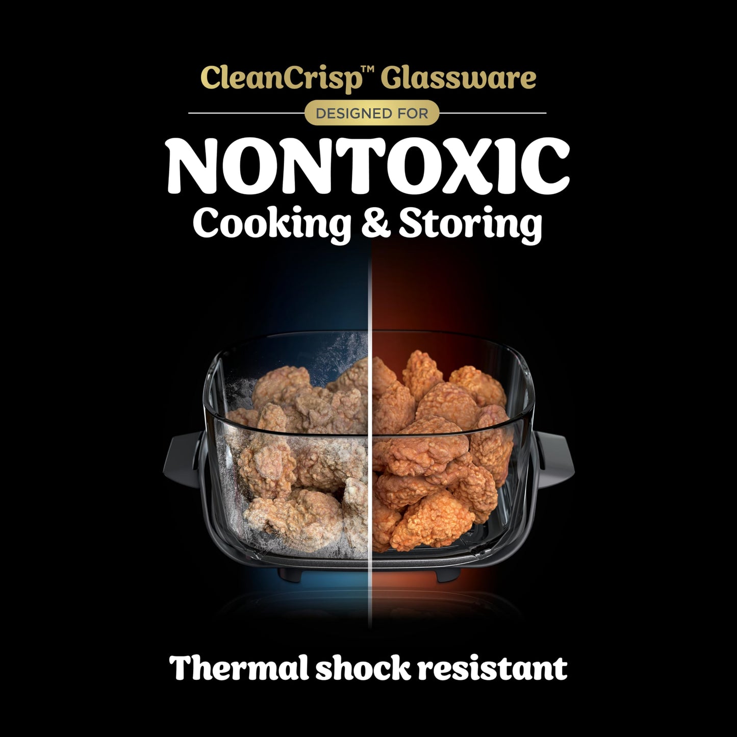 Ninja Crispi 4-in-1 Glass Air Fryer | With Non-Toxic 4QT & 6-Cup Glass Containers & Lids | Microwave, Freezer, Dishwasher Safe | 450°F Max Temp |1500 Watt | Stone | FN101ST