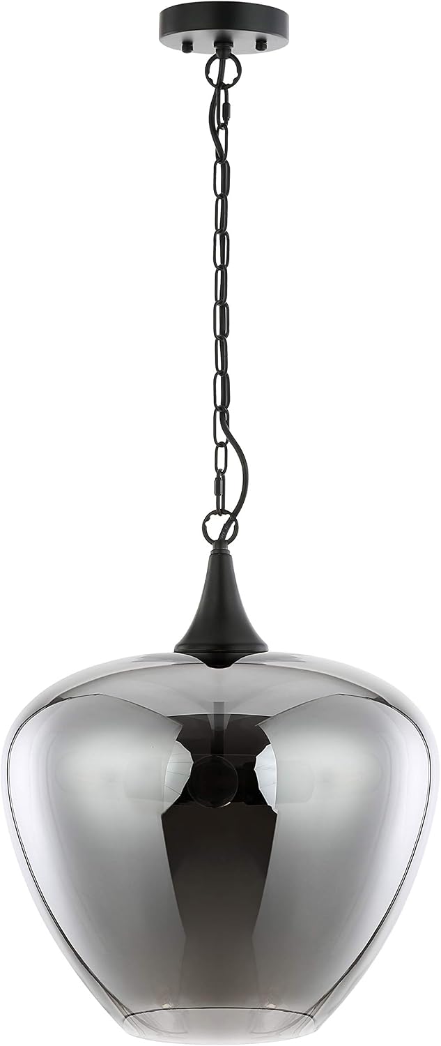 Light Society Malibu Pendant Light, Smoke Glass with Black Finish, Contemporary Mid Century Modern Style Lighting Fixture