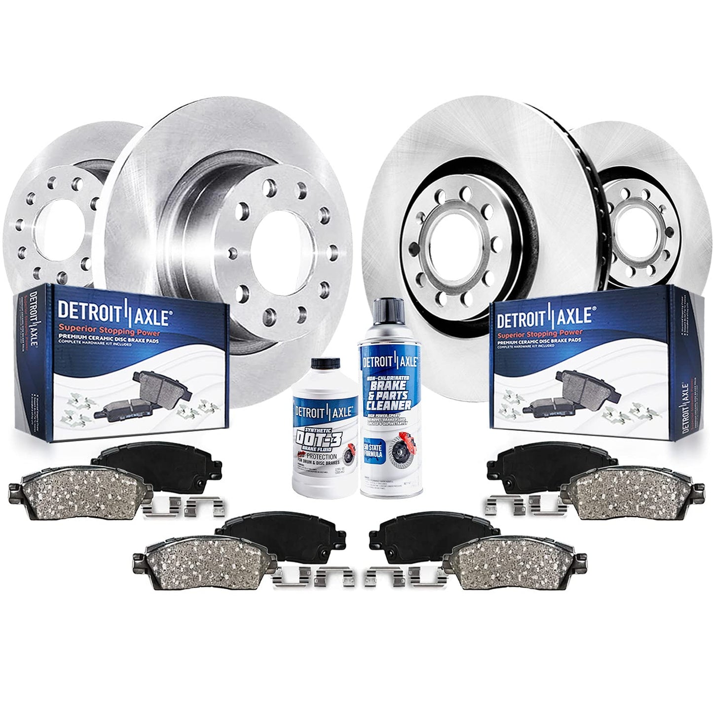 Detroit Axle - 6 Lugs Brake Kit for 12-20 Ford F-150 [with Manual Parking Brake] Ceramic Brakes Pads 2012 2013 2014 2015 2016 2017 2018 2019 2020: 13.78'' inch Front and 13.70'' inch Rear Brake Rotors