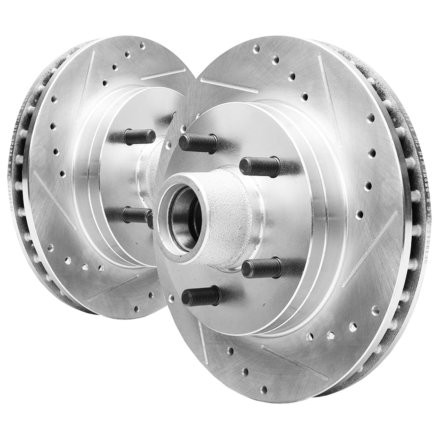Detroit Axle - Front Brake Kit for Chevy GMC Silverado Sierra Suburban Express Savana 1500 Tahoe Yukon XL Escalade ESV EXT XTS Drilled & Slotted Brake Rotors Ceramic Brakes Pads : 12.99'' inch Rotor