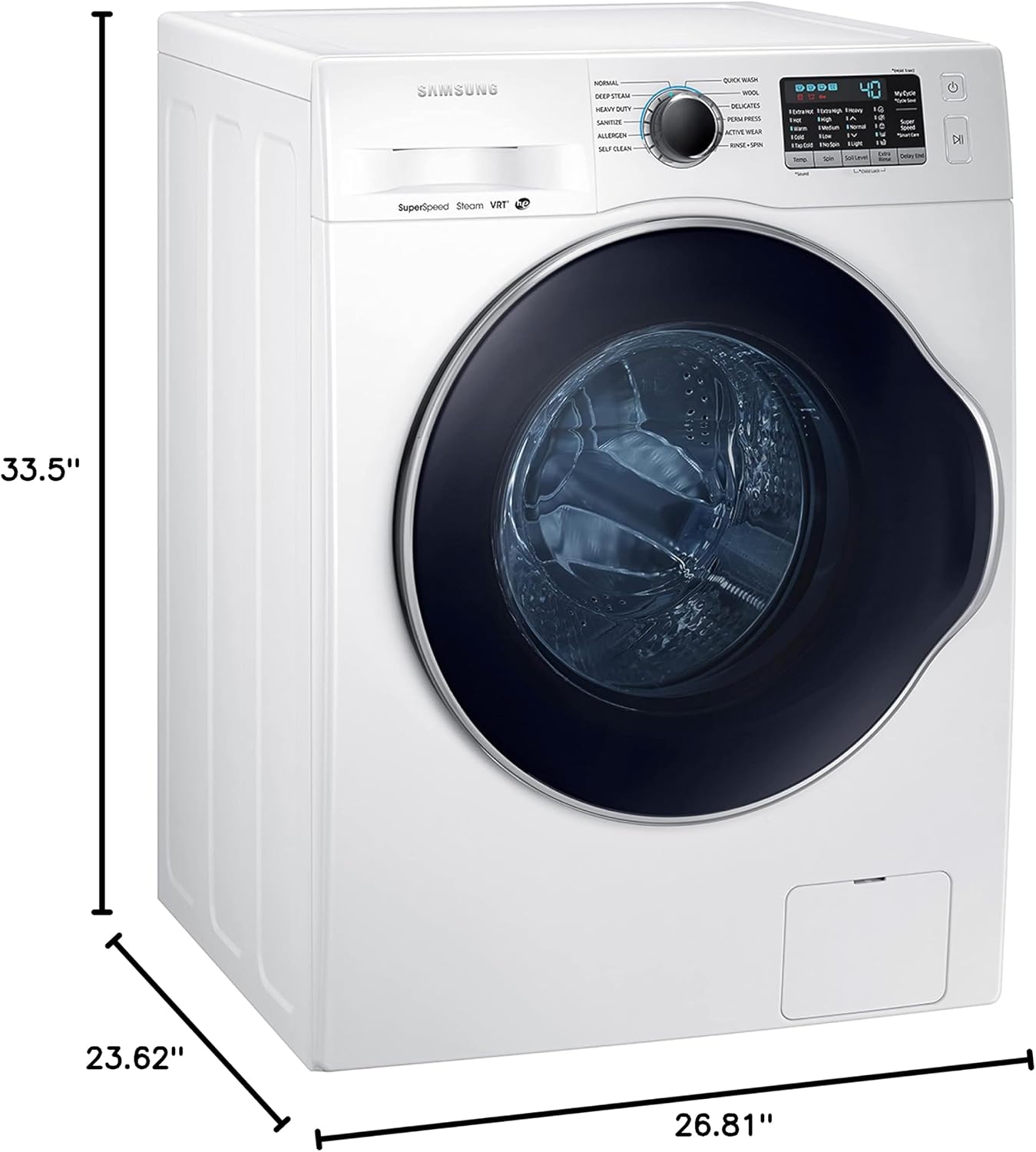 Samsung 2.5 Cu Ft Compact Front Load Washer, Stackable for Small Spaces, 40 Minute Super Speed Washing Machine, Steam Wash Clothes, Self Cleaning, Energy Star Certified, WW25B6900AW/A2, White