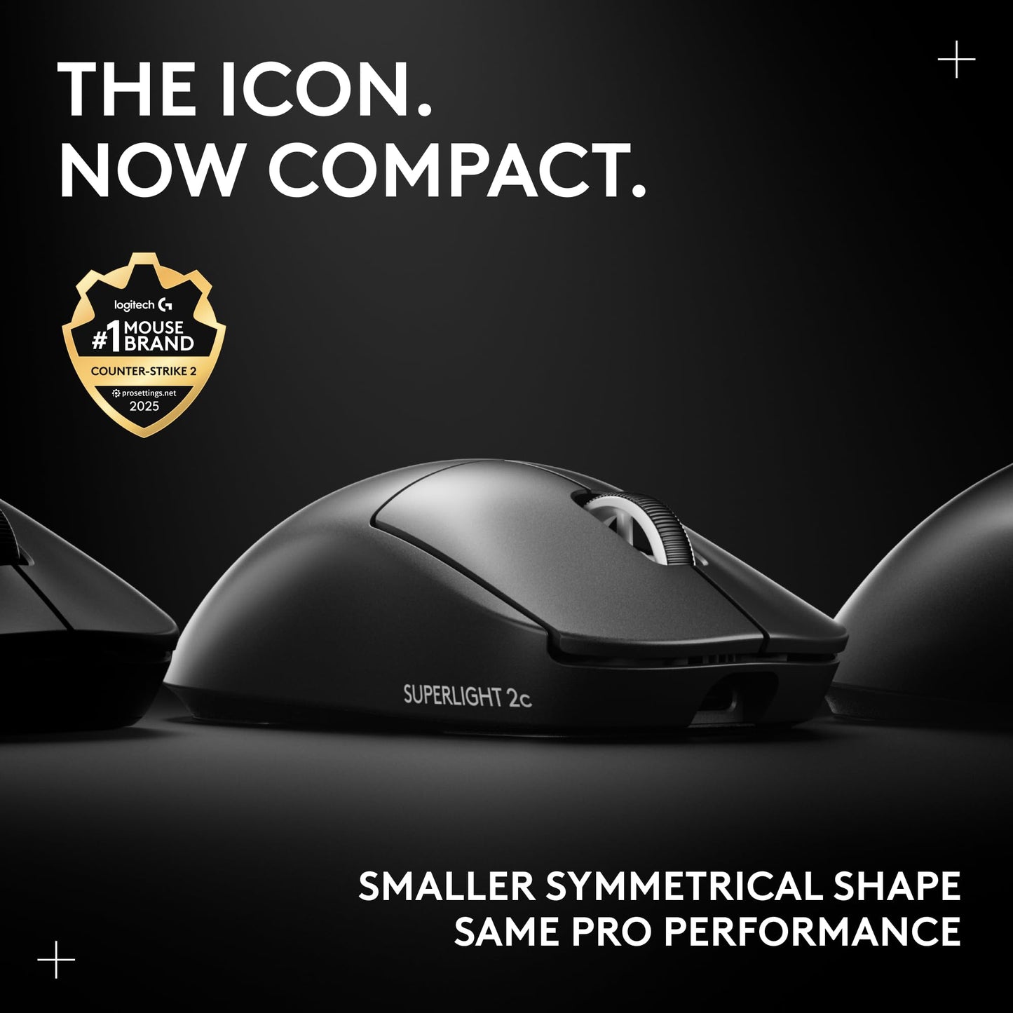 Logitech G PRO X Superlight 2 Wireless Gaming Mouse - Black | 60g, Symmetrical Shape, <8 kHz Polling, 44K DPI, PowerPlay Wireless Charging Supported, USB-C, 5 Buttons, For PC/Mac