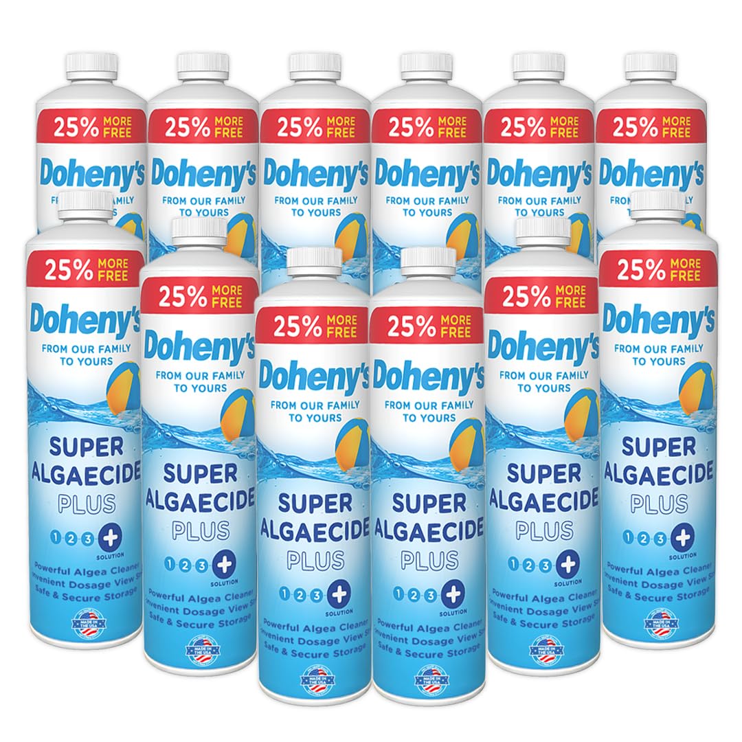 Doheny's Super Algaecide Plus | Pro-Grade | Effective Against Most Algae Types | 7.1% Chelated Copper (Chelated to Reduce Staining) | Non-Foaming, No Clouding | Safe to Swim After Use | 40oz Bottle