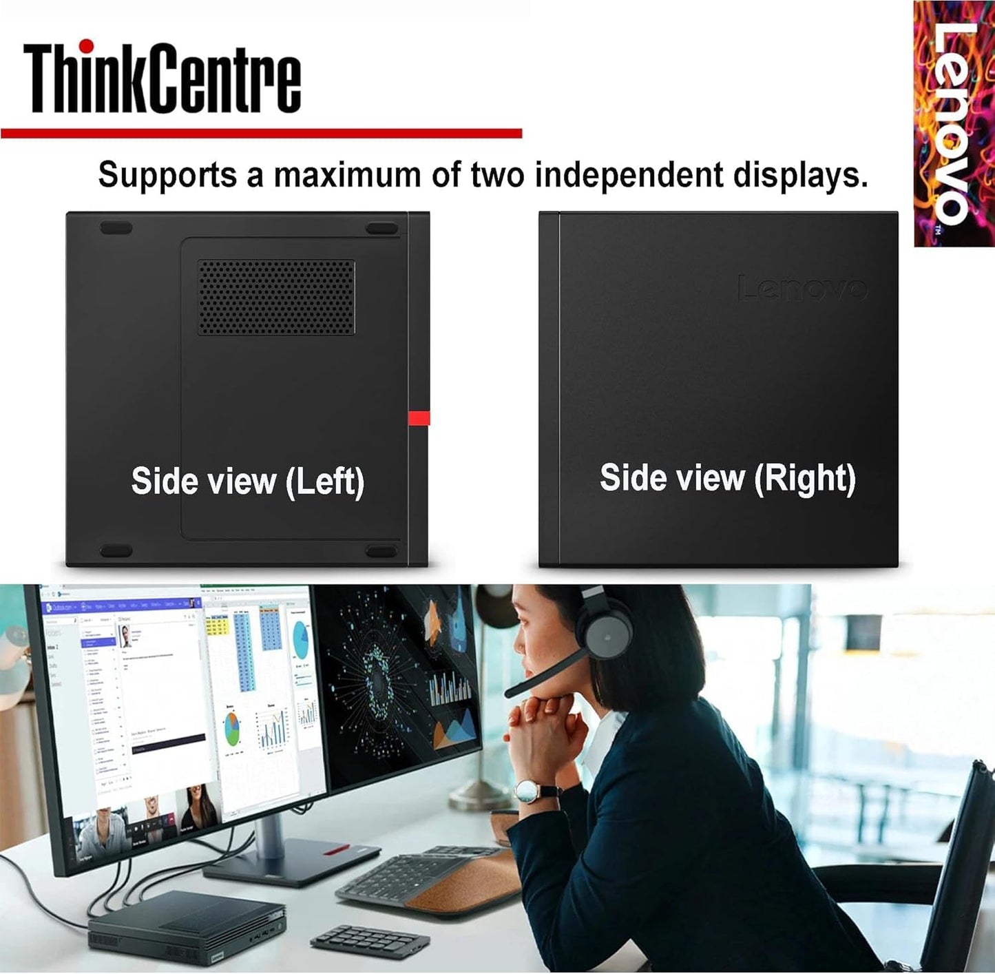 Lenovo ThinkCentre Micro Desktop, 16GB RAM, 1TB SSD Drive, AMD Processor & Graphics, Dual-Display Support, Wi-Fi, Bluetooth, USB, RJ-45, Home-Friendly, Business-Grade, Windows 11 Pro
