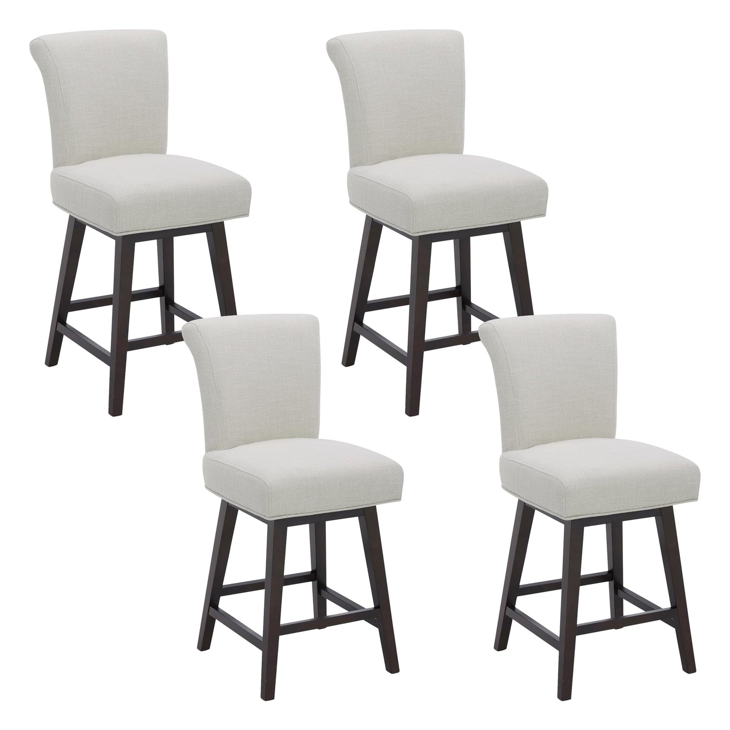 CHITA 30 Inch Counter Height Swivel Bar Stools Set of 2, FSC Certified Modern Upholstered Faux Leather Swivel Barstool Chairs with Back, Black