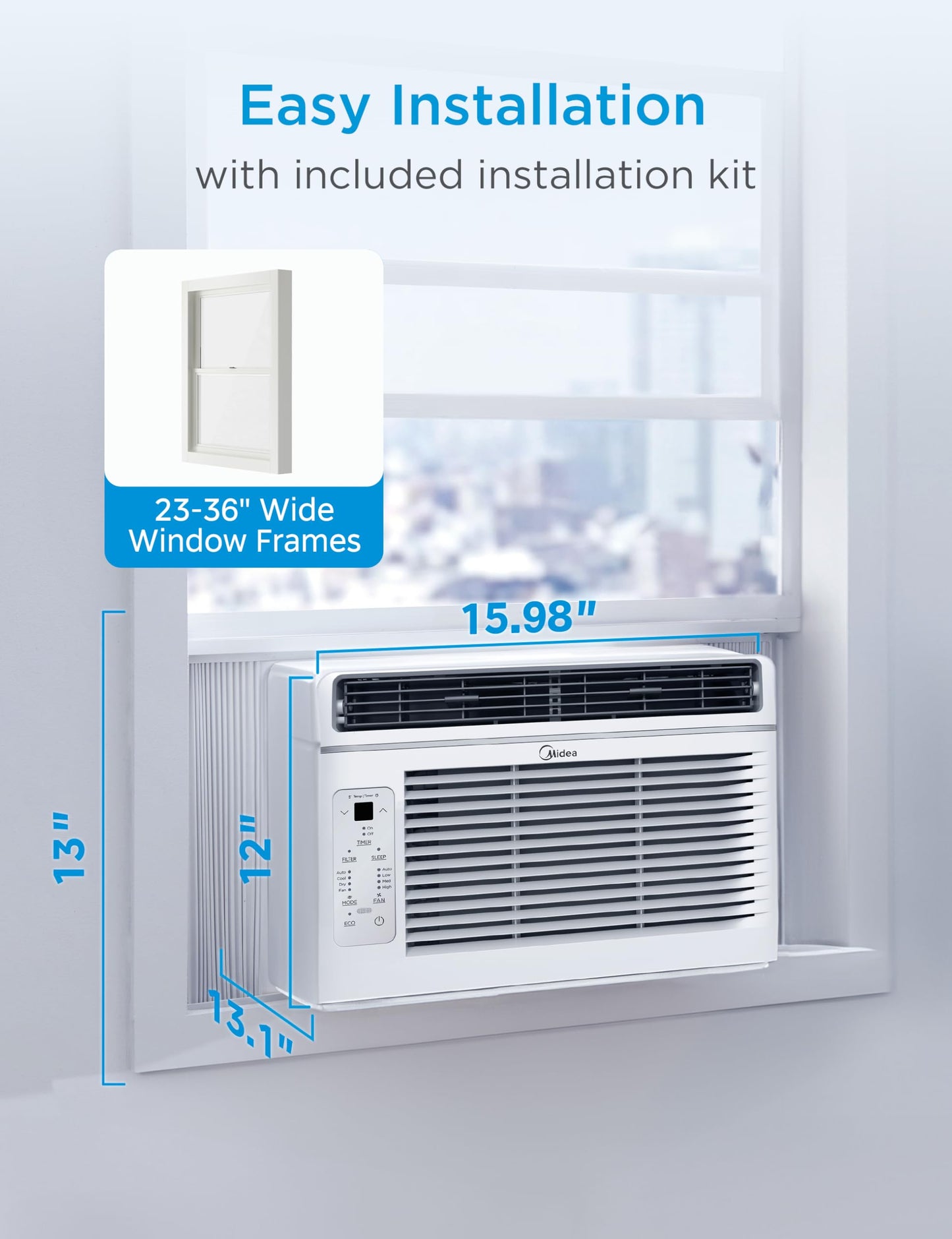 Midea 5,000 BTU EasyCool Small Window Air Conditioner - Cool up to 150 Sq. Ft. with Easy-to-Use Mechanical Controls and Reusable Filter, Perfect for Small Bedroom, Living Room, Home Office