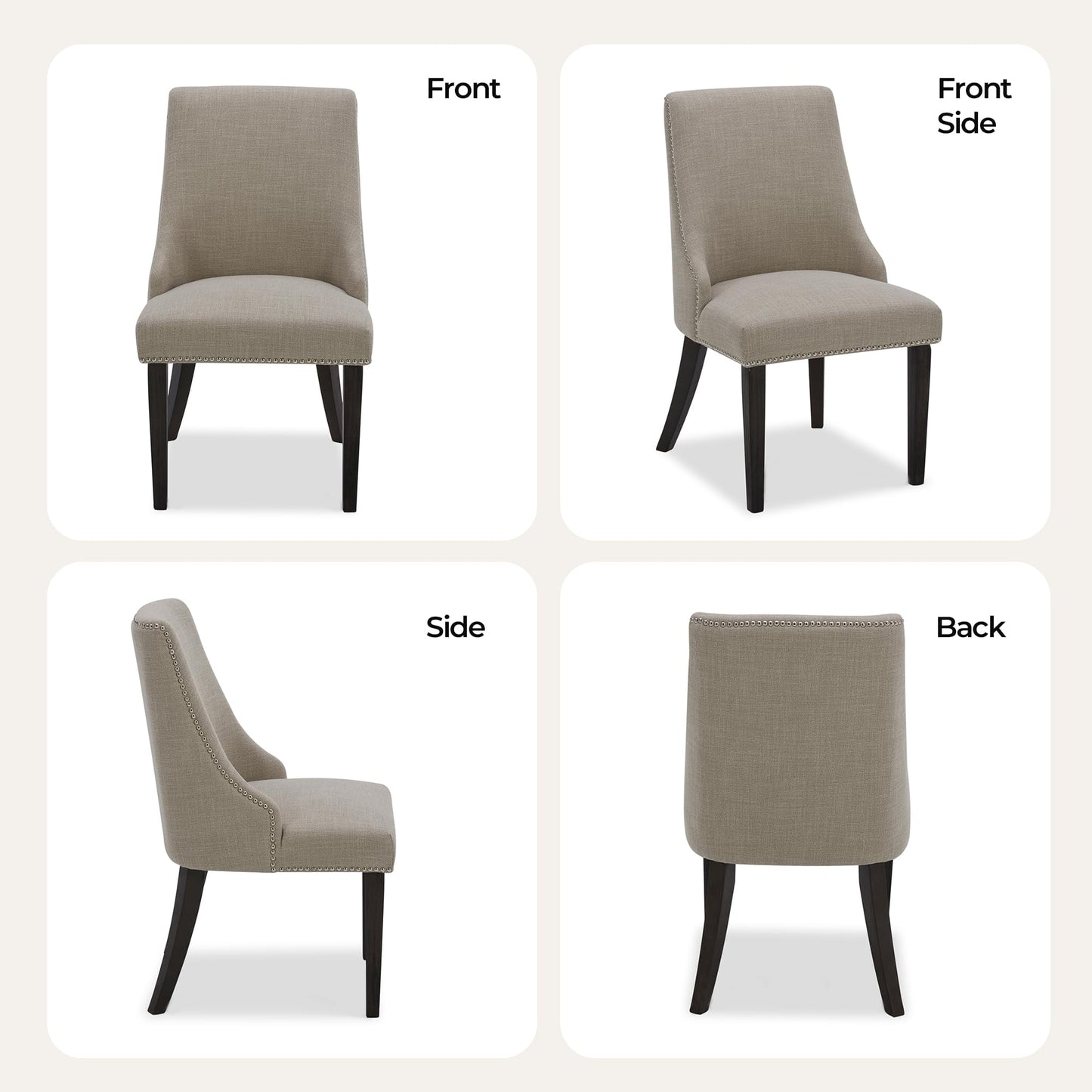 CHITA Modern High Back Dining Room Chairs Set of 2, Farmhouse Upholstered Dining Chairs, Fabric in Linen