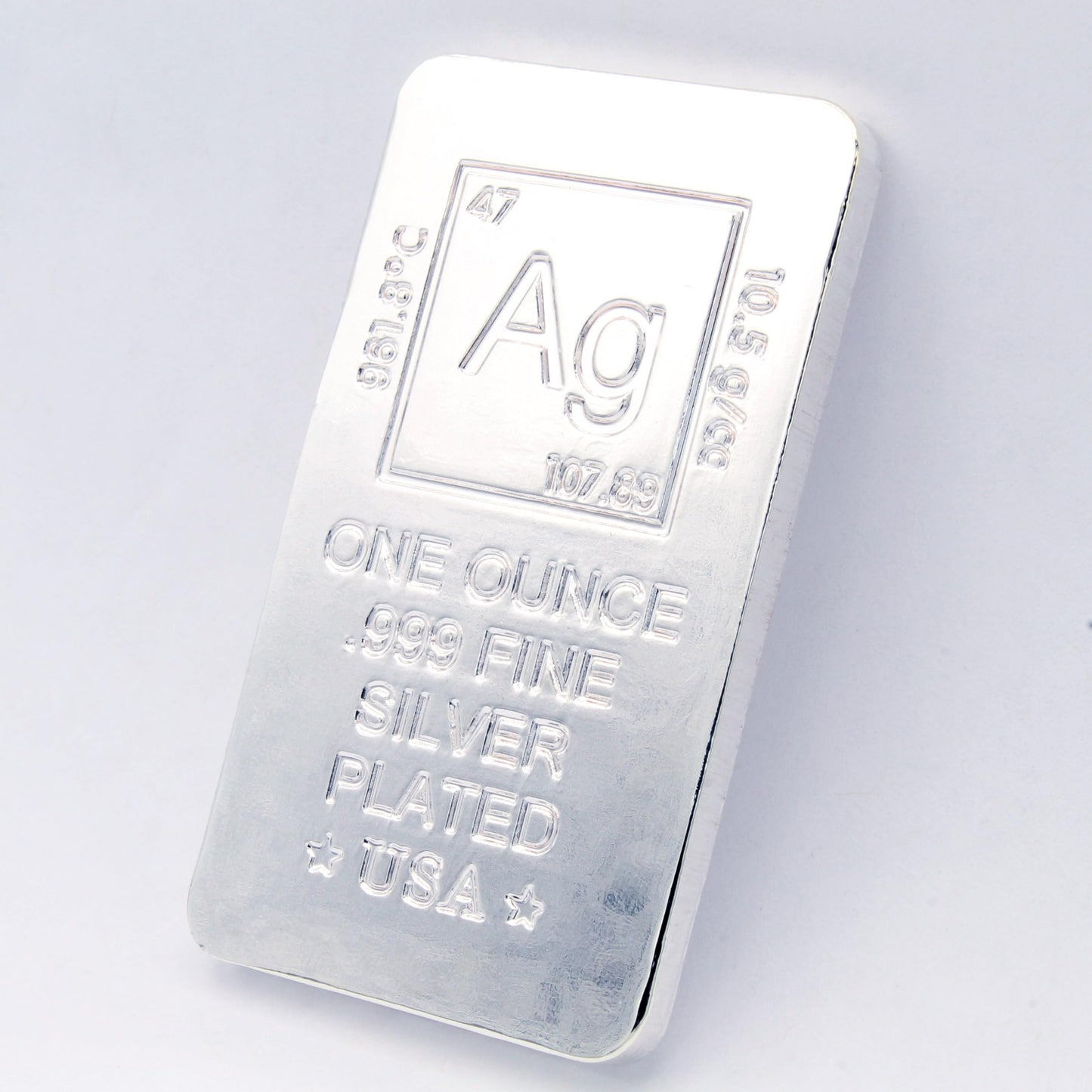 1 oz Silver Plated Bar (Flat Style) .999 Pure Paperweight - Element Design with Certificate of Authenticity