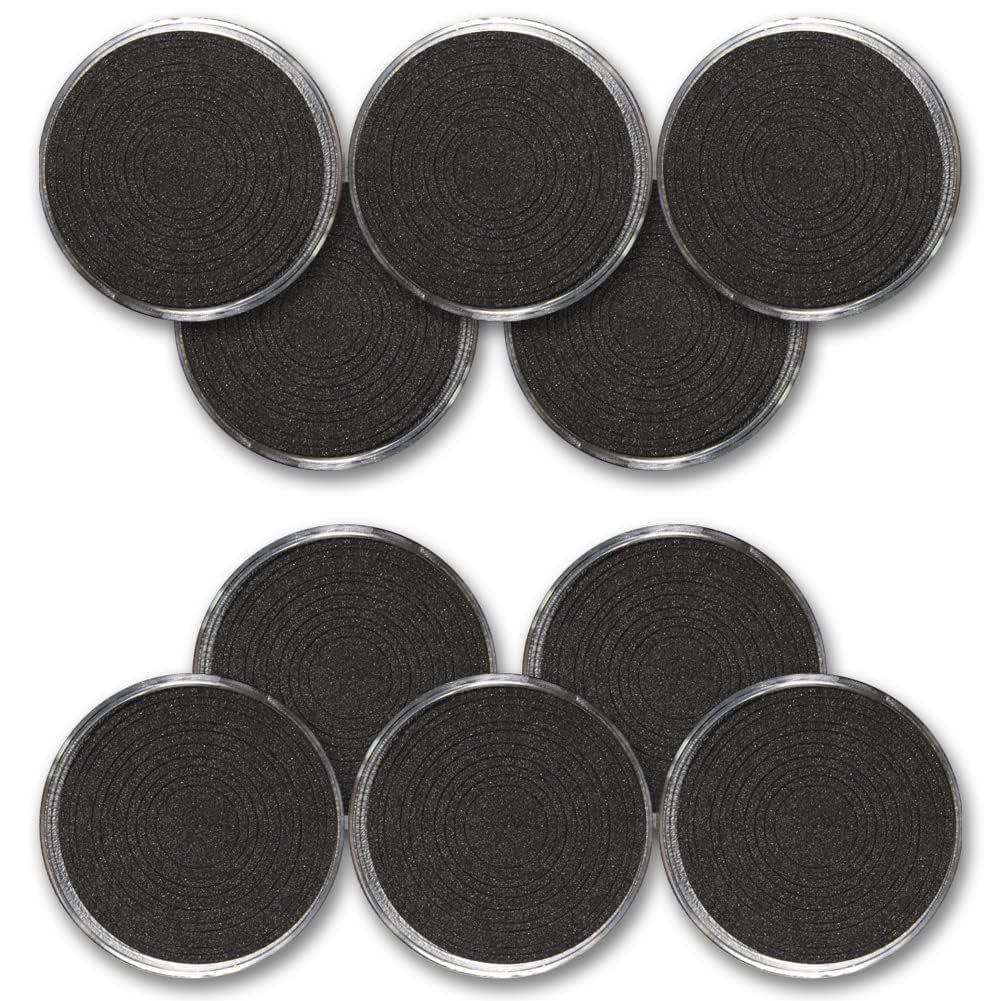 Ten (10) Clear Acrylic Capsules - Fits Most Popular Gold & Silver Coins - Easy to Open - Protect and Display Your Collection - 9 Sizes with Adjustable Black Ring Foam
