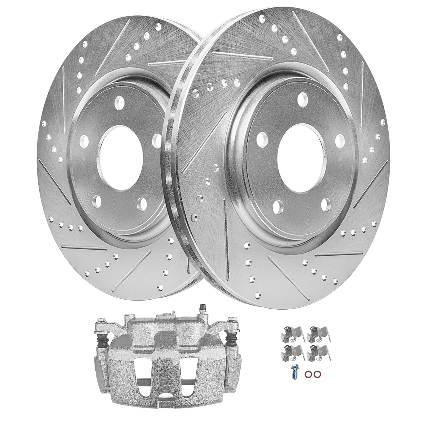 Detroit Axle - Front Brake Kit for Chevy GMC Silverado Sierra 2500HD 3500, Avalanche 2500, Sierra 3500HD, Express Savana 3500 4500 Drilled Disc Brakes Rotors Ceramic Brake Pads Replacement:12.8" inch