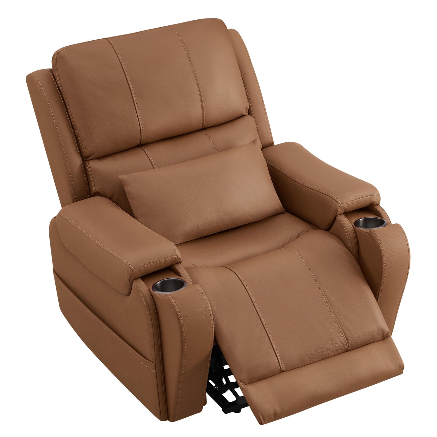 CHITA Power Lift Recliner Chair for Elderly with Heat and Massage, Genuine Leather Electric Lift Chairs with Cup Holder, Removable Lumbar Pillow, 2 Side Pockets, Leather in Navy