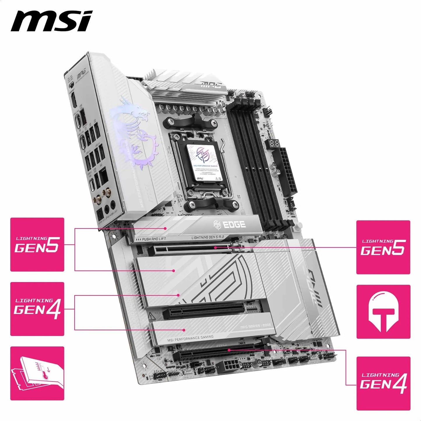 MSI MPG X870E Carbon WiFi Gaming Motherboard (AMD Ryzen 9000/8000/7000 Series Processors, AM5, DDR5, PCIe 5.0, M.2 Gen5, SATA 6Gb/s, USB 40Gbps, HDMI, Wi-Fi 7, Bluetooth 5.4, 5Gbps LAN, ATX)