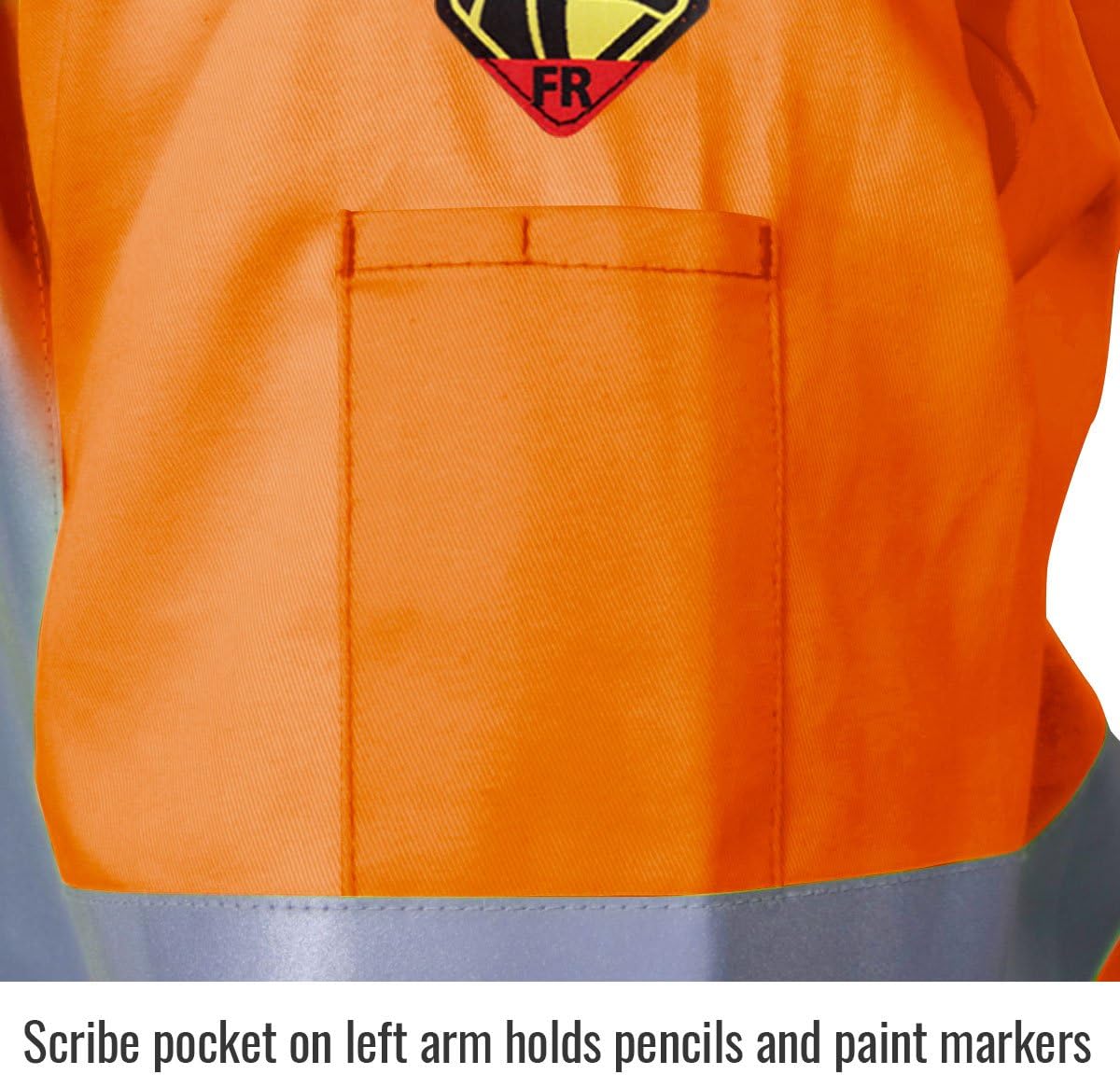 Black Stallion (JF1012) Safety Welding Jacket, 9 oz Flame Resistant Cotton, 2" Silver Reflective Tape, Welder's Collar