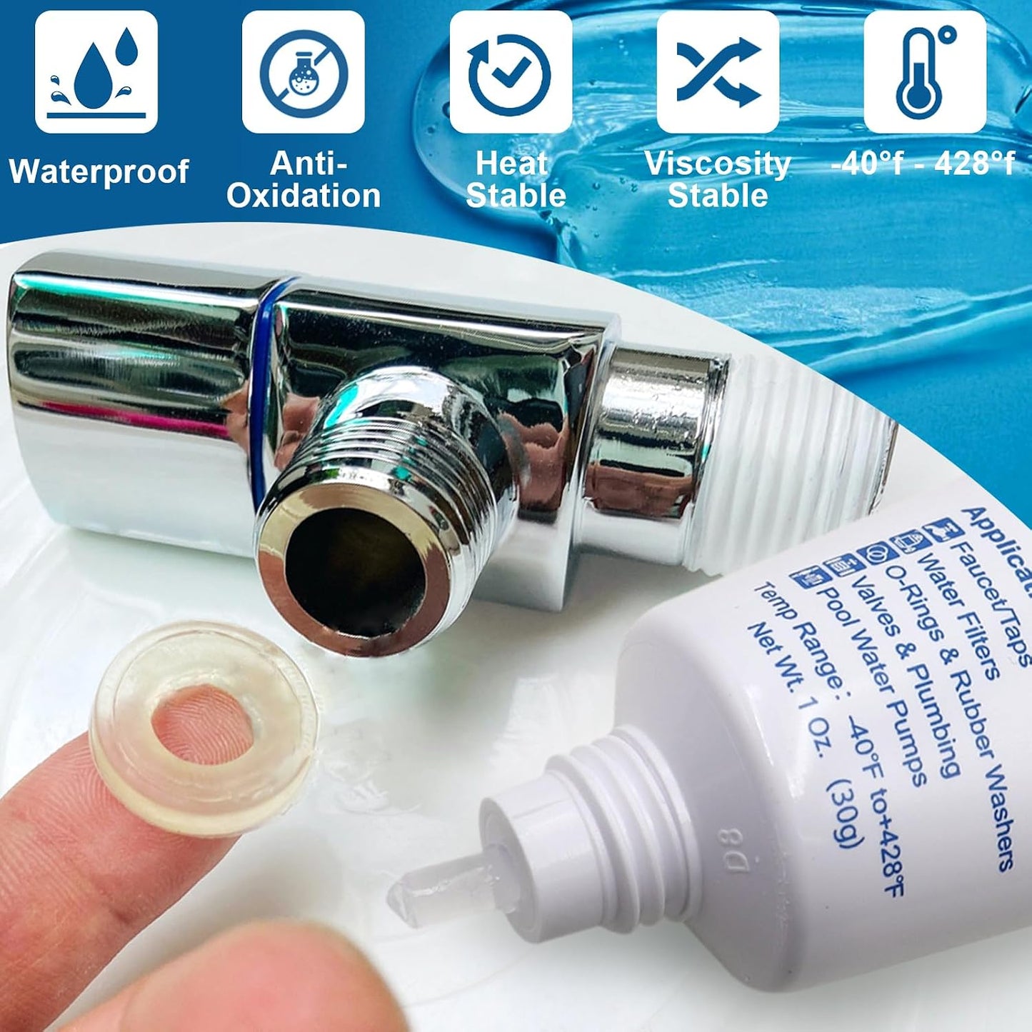 ZDBB Faucet O-Rings Grease Silicone Lubricant & 80 Pcs Garden Hose Gasket Rubber Seal for O Ring Rubber Washers Water Filter Pool Pump and Standard 3/4 Inch Outdoor Hose Fittings