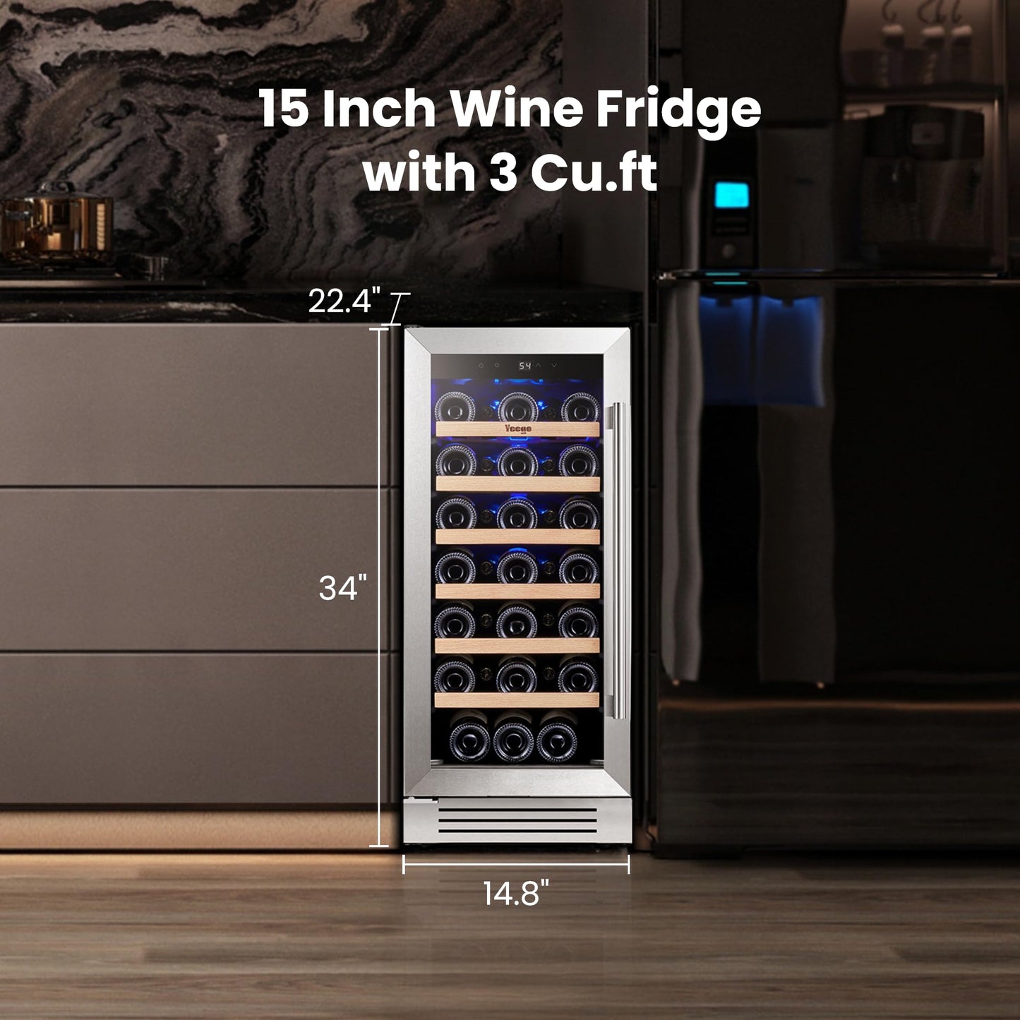 Yeego 24'' Wine Cooler Refrigerator - 52 Bottles Wine Fridge, 40-65°F Dual Zone Wine Refrigerator With Glass Door, Built-In/Freestanding/Under Counter, Adjustable Shelves Fridge for Home Bar Office