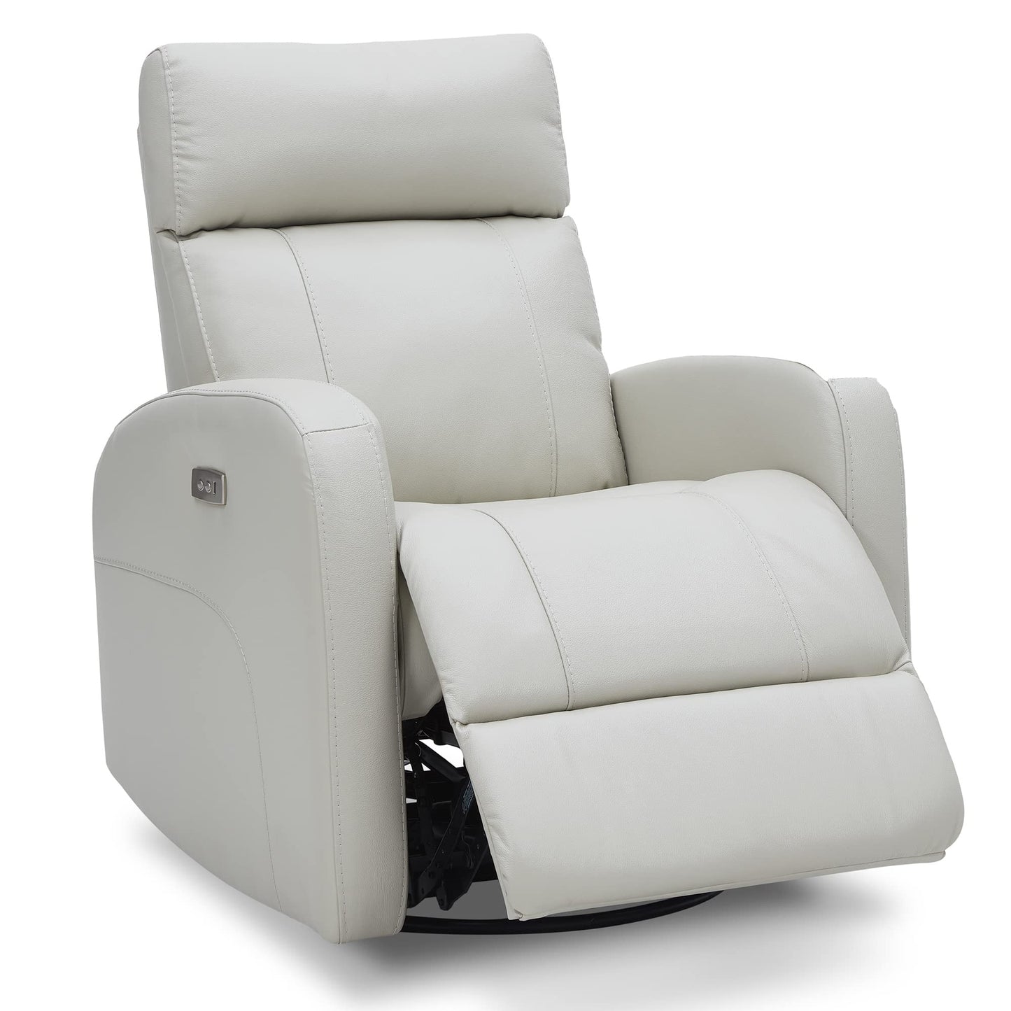 CHITA Genuine Leather Power Recliner Chair for Adults, FSC Certified Electric Nursery Swivel Glider for Living Room, Camel Brown