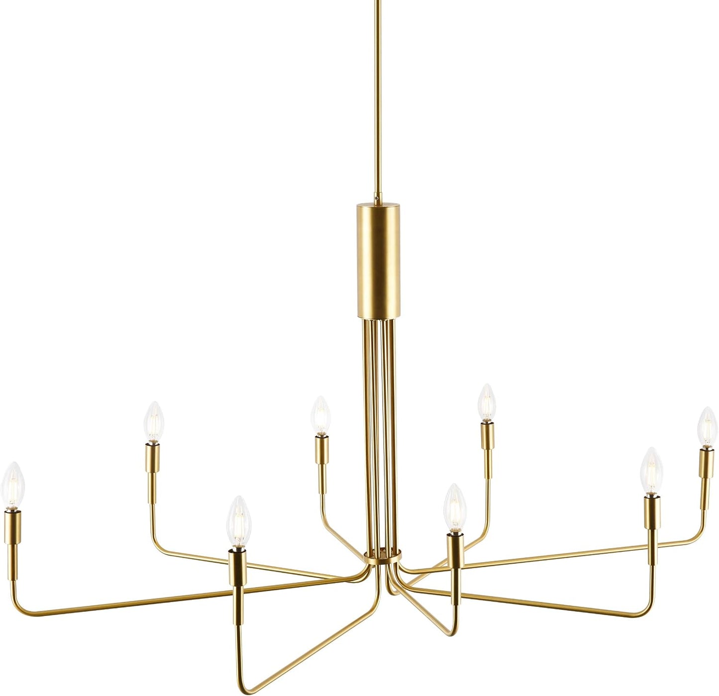 Light Society Bella 8-Light Candelabra Chandelier, Brushed Brass Finish, Contemporary Mid Century Modern Style Lighting Fixture