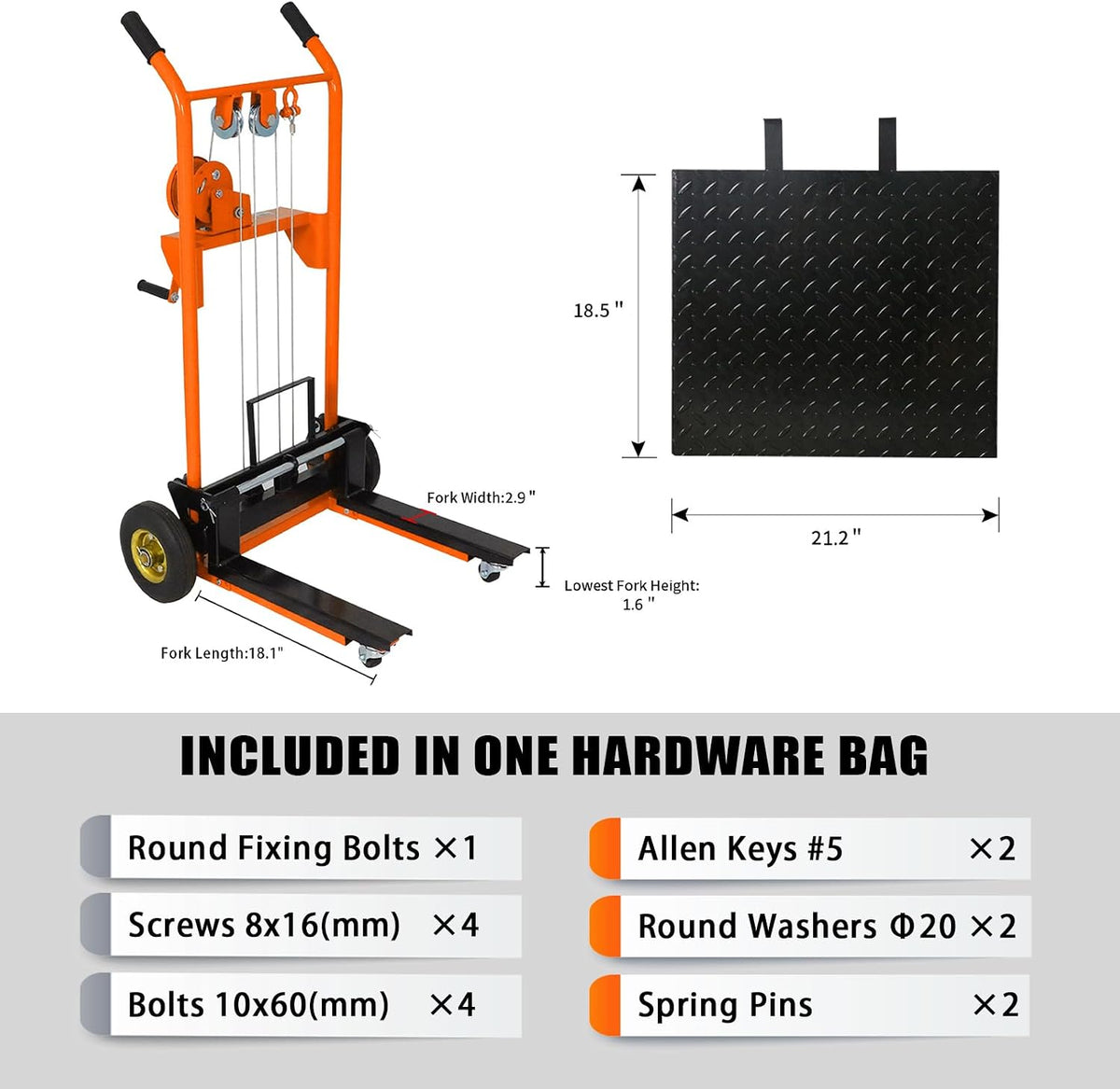 Tory Carrier Winch Stacker, 330 lbs Capacity, 40.5" Lifting Height
