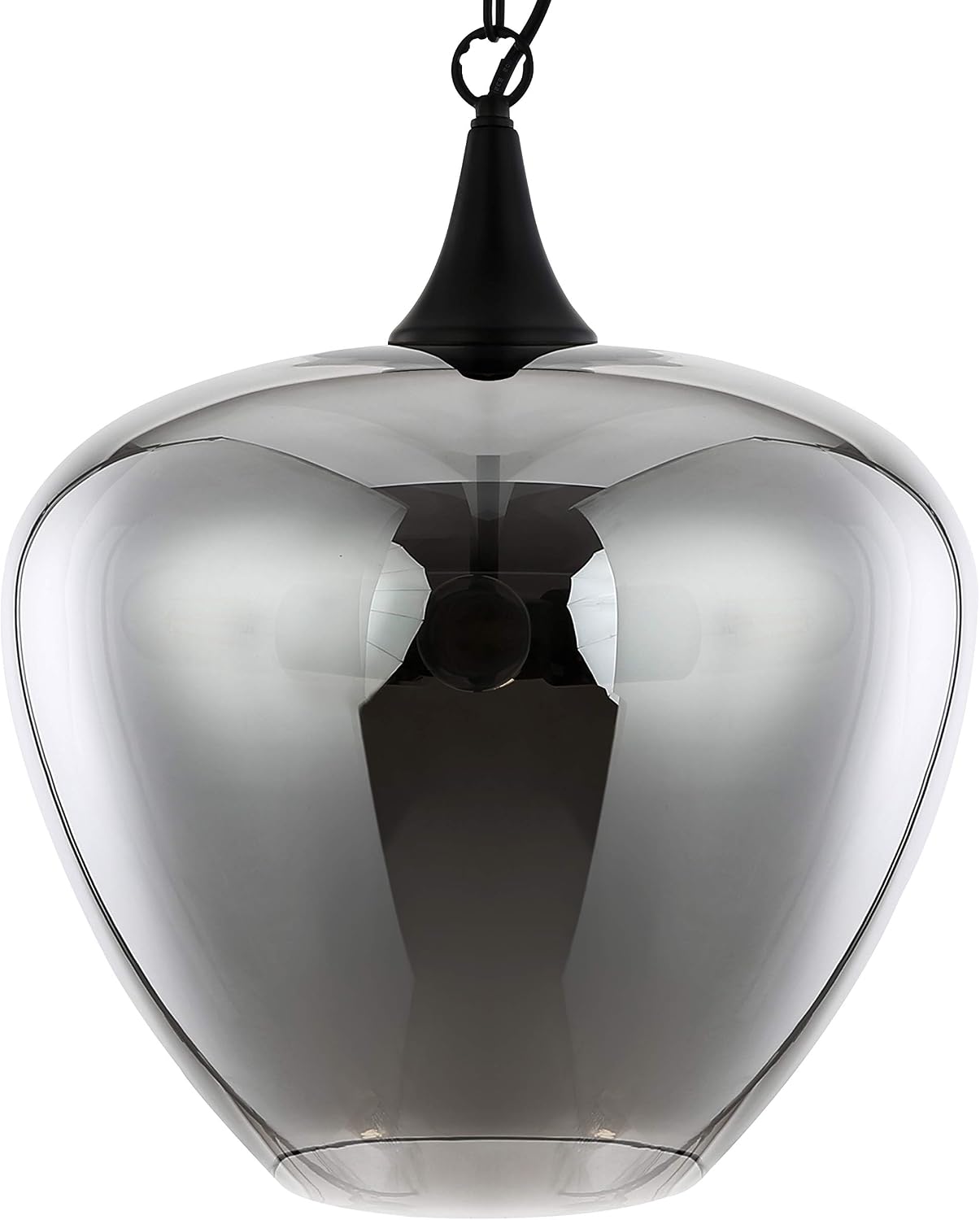 Light Society Malibu Pendant Light, Smoke Glass with Black Finish, Contemporary Mid Century Modern Style Lighting Fixture