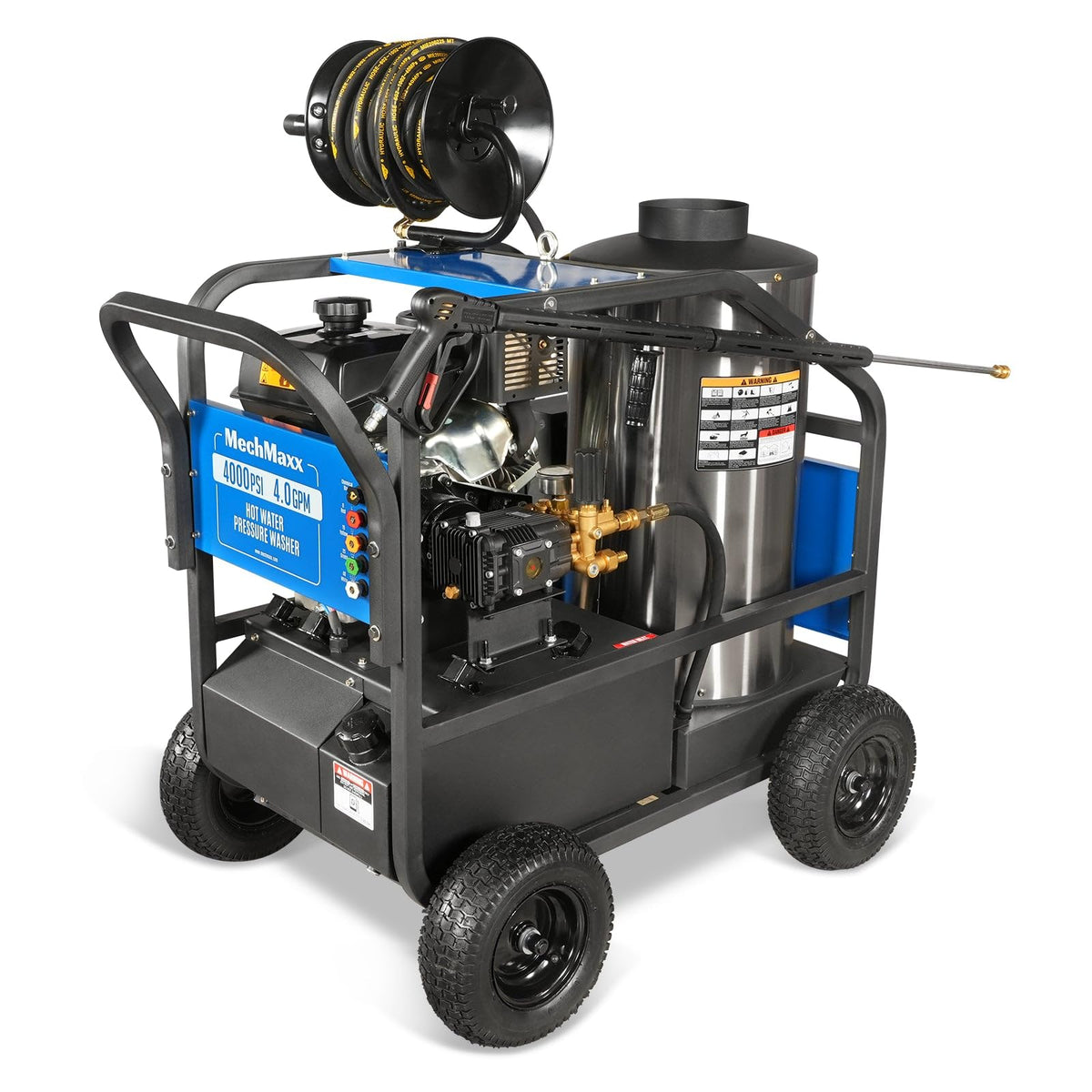 MechMaxx 4000 PSI 4 GPM Kohler E-Start Engine Hot Water Pressure Washer Skid Mounted with 245 Gal Tank, Model HPW40KBT