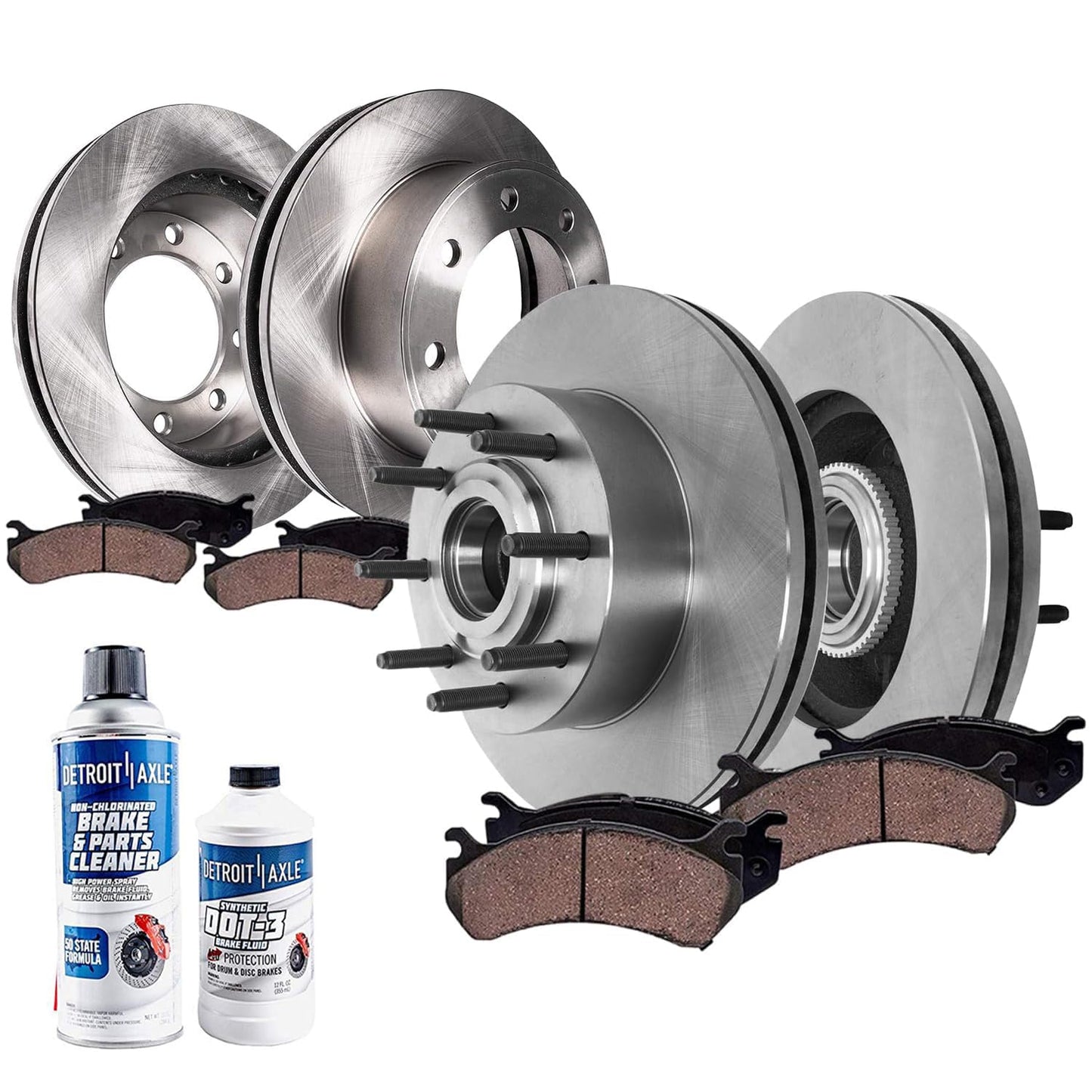 Detroit Axle - Brake Kit for 2011-2020 Jeep Grand Cherokee Dodge Durango | Disc Brakes Rotors Ceramic Brake Pads Replacement 12.99" inch Front and Solid Rear Rotor