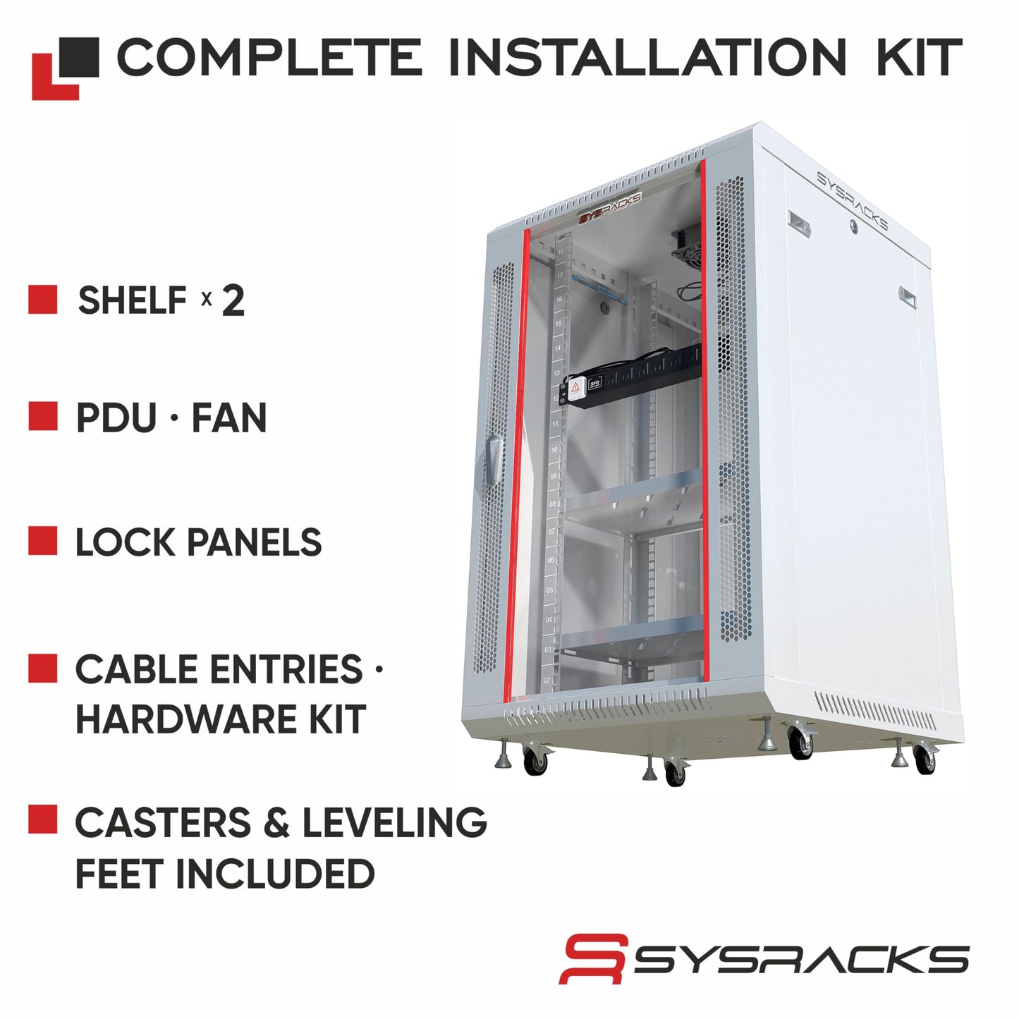 15U Wall Mount Server Rack Cabinet – 19" Network Rack Enclosure, 24" Deep Data Rack Cabinet with Fan, PDU & 2 Shelves for IT Equipment, Switches and Patch Panel