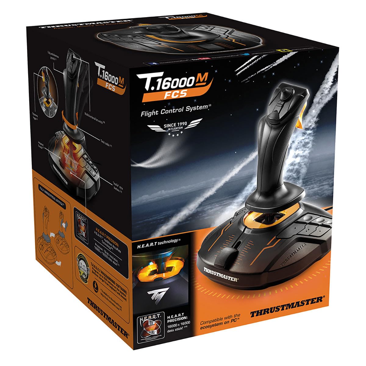 Thrustmaster T16000M FCS Space Sim Duo Combat Flight Sim Joystick - PC | Dual Hall-Effect sticks, 32 programable buttons, weighted bases, 8-way hat switch, 4 axes, twist rudder, integrated throttle