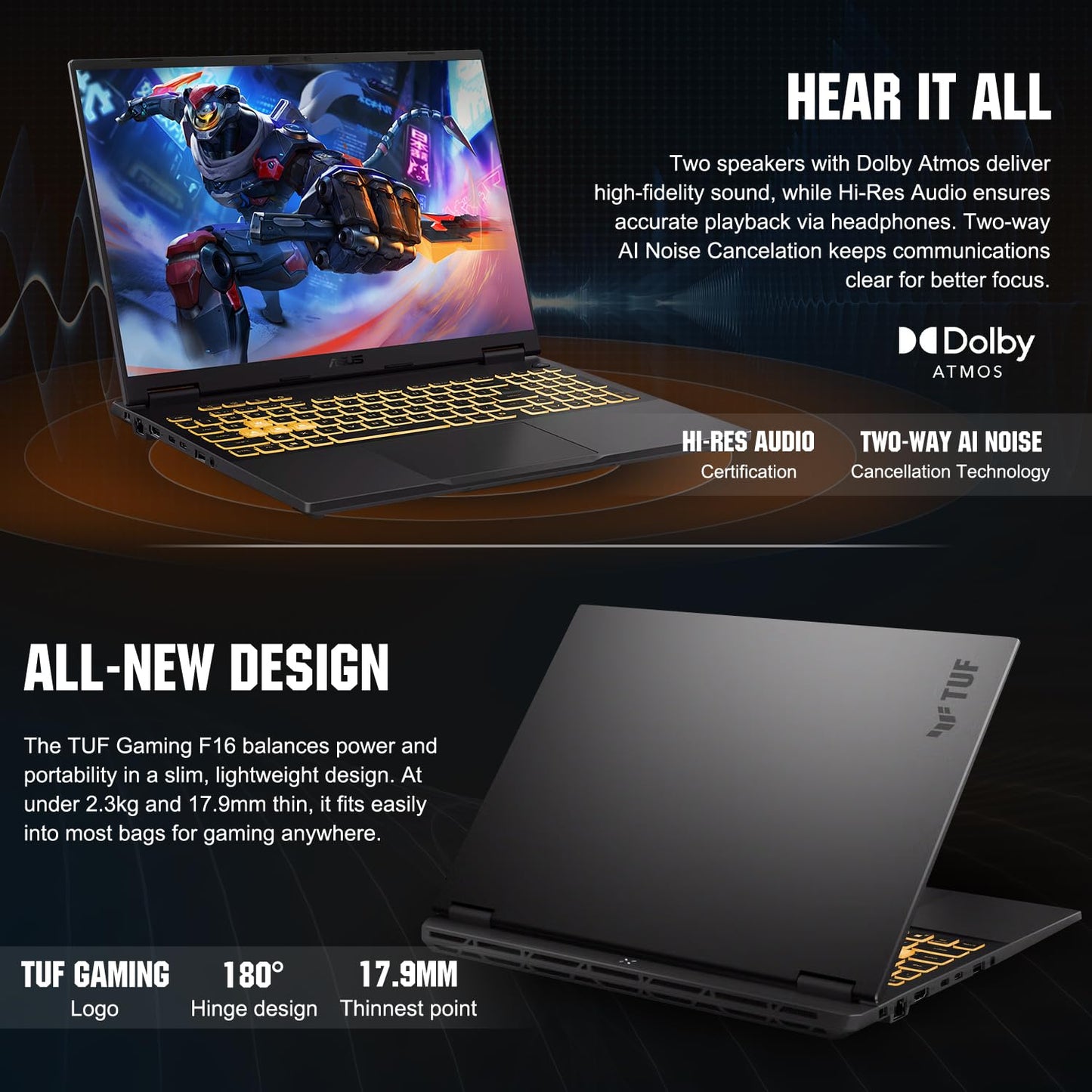 ASUS TUF Gaming F16 5050 Gaming Laptop, Intel Core i5-13450HX, 16" FHD+ 165Hz Anti-Glare 100% sRGB, GeForce RTX 5050, 16GB DDR5, 1TB SSD, RGB Backlit KB, IR Camera, HDMI, Windows 11 Home, w/Bundle