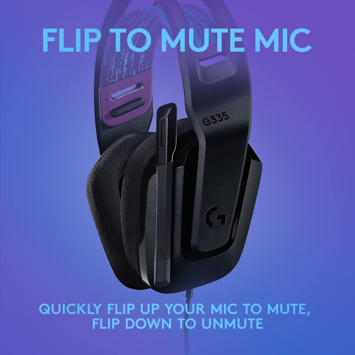 Logitech G535 Lightspeed Wireless Gaming Headset - Lightweight on-Ear Headphones, flip to Mute mic, Stereo, USB Rechargeable - Black