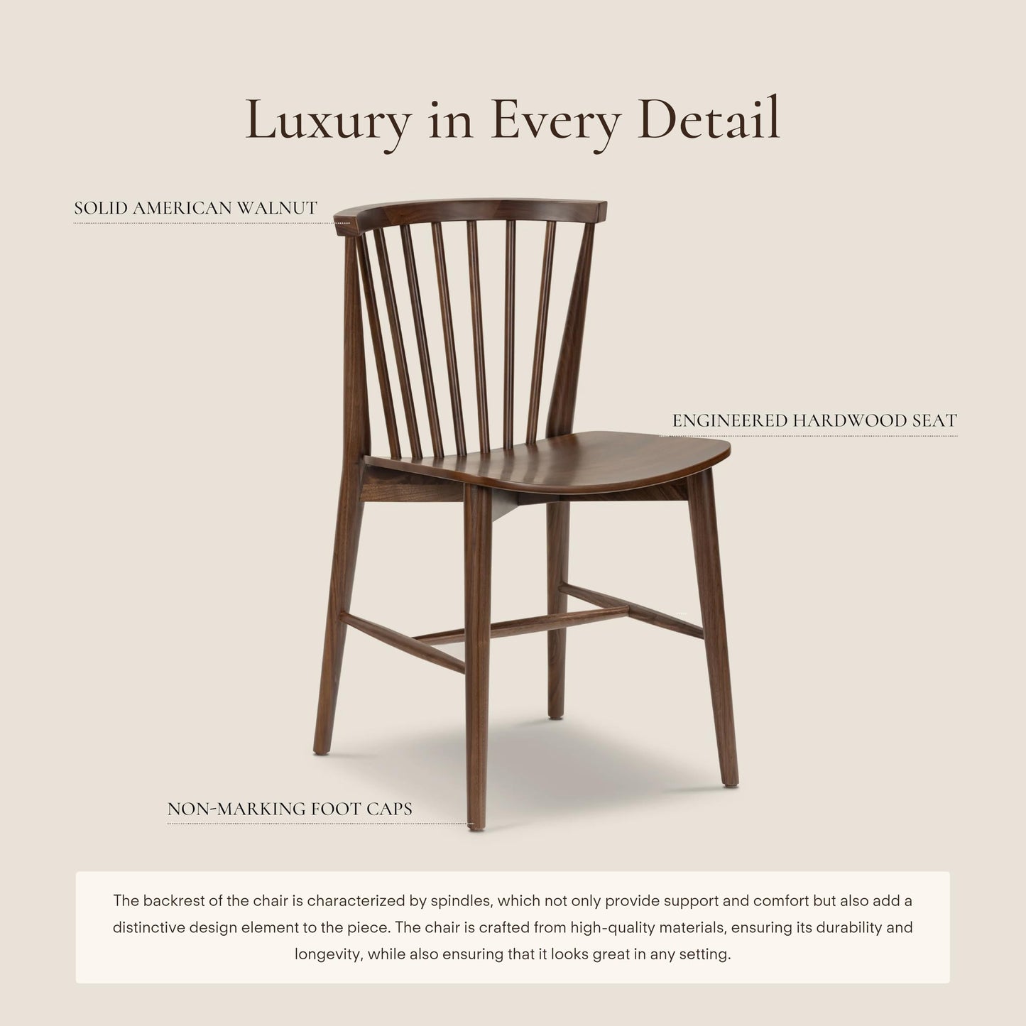Poly & BARK Ligna Counter Stool in Black – Mid-Century Inspired Stool with Sculpted Spindle Back – Solid American Oak Frame and Engineered Wood Veneered Seat – Fully Assembled and Ready to Use