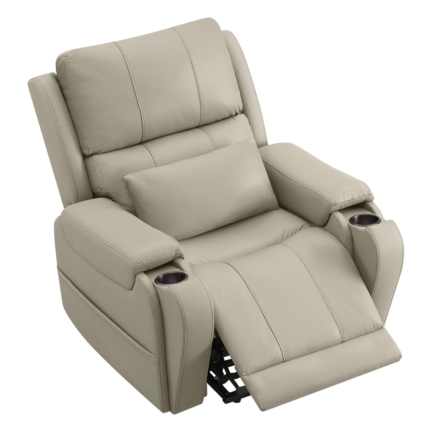 CHITA Power Lift Recliner Chair for Elderly with Heat and Massage, Genuine Leather Electric Lift Chairs with Cup Holder, Removable Lumbar Pillow, 2 Side Pockets, Leather in Navy