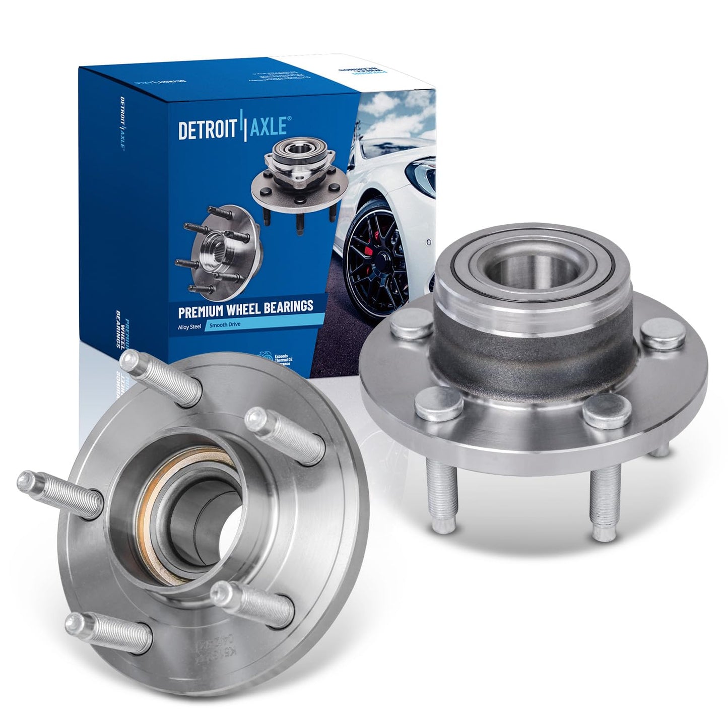 Detroit Axle - Pair 2WD Front Wheel Bearing Hub Assembly for 99-06 Chevy Silverado Sierra 1500, 00-06 Suburban 1500 Tahoe Yukon GMC Yukon XL 1500, 02-06 Cadillac Escalade 6 Lugs [with ABS]