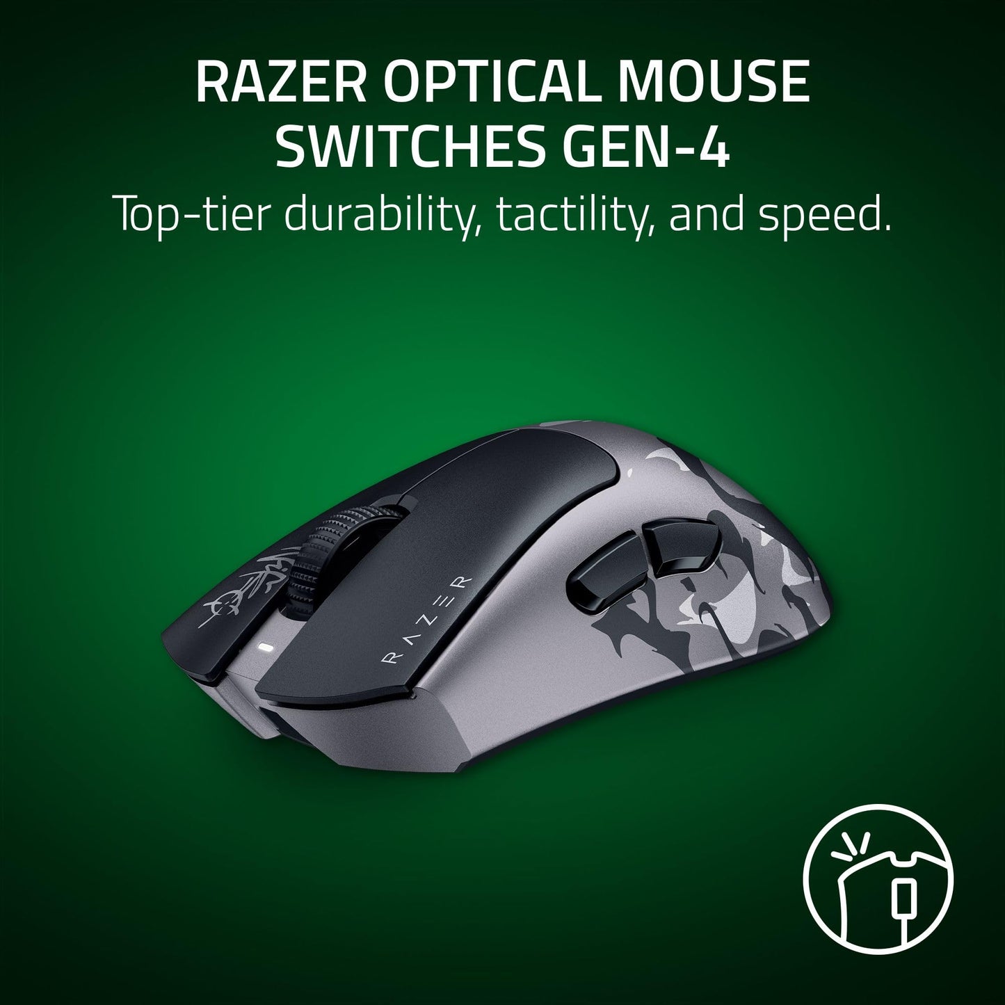 Razer DeathAdder V4 Pro Wireless Gaming Mouse: 56g Lightweight - HyperSpeed Wireless Gen-2 - Optical Scroll Wheel - Optical Switches Gen-4 - Focus Pro 45K Sensor Gen-2 - Up to 150 Hr Battery - Black